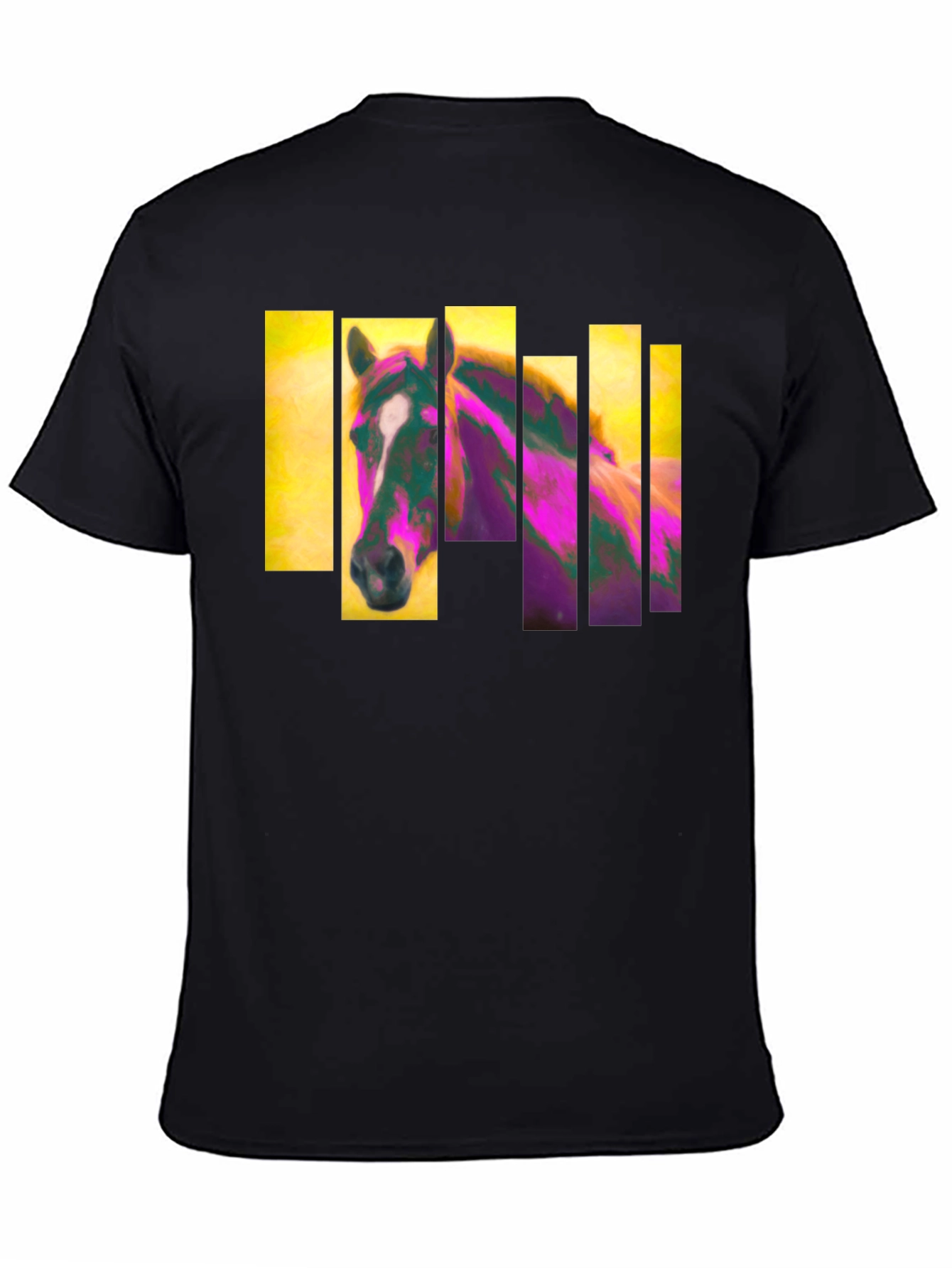 Abstract Horse Graphic Black T-Shirt