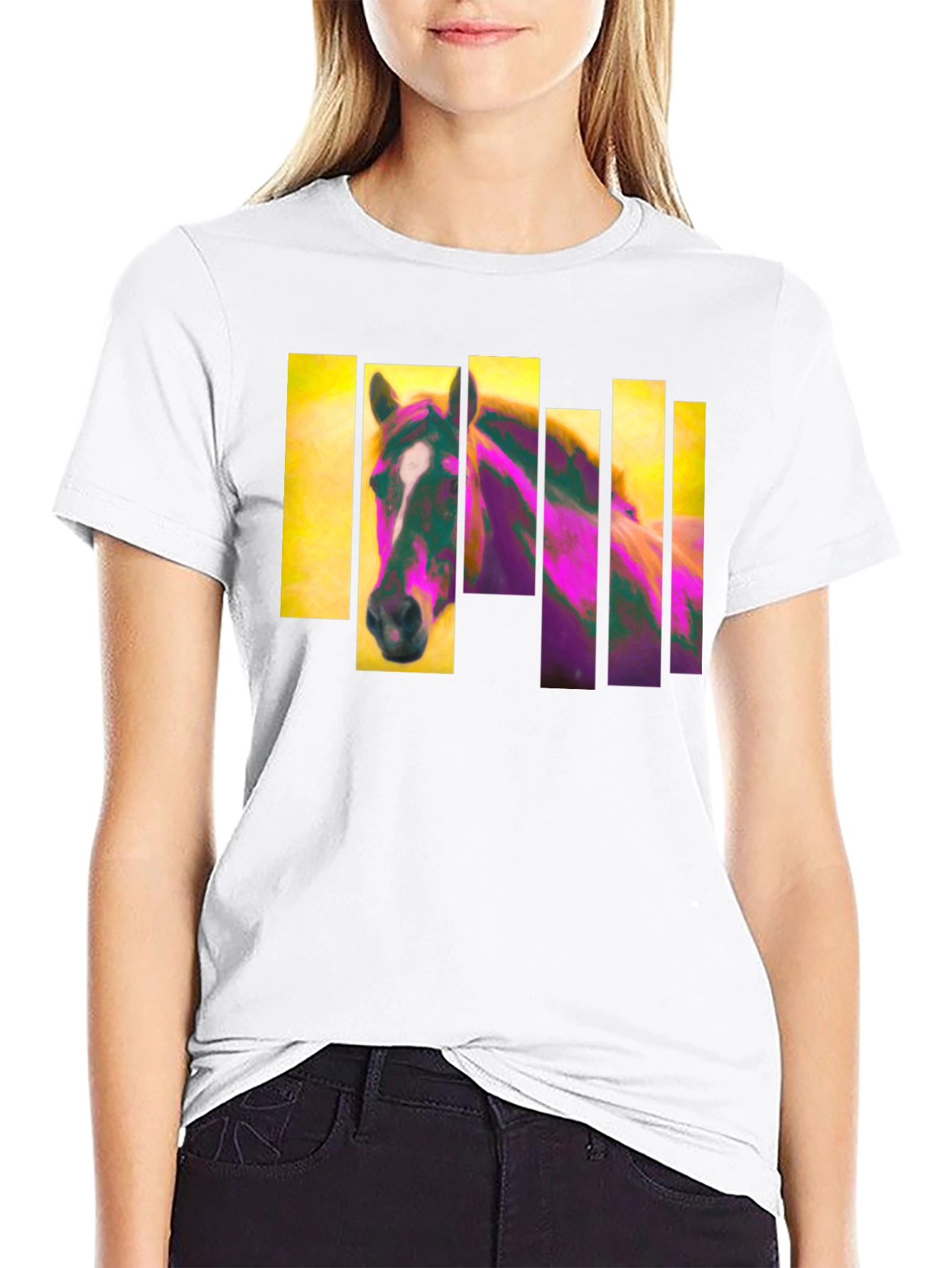 Abstract Horse Graphic Black T-Shirt