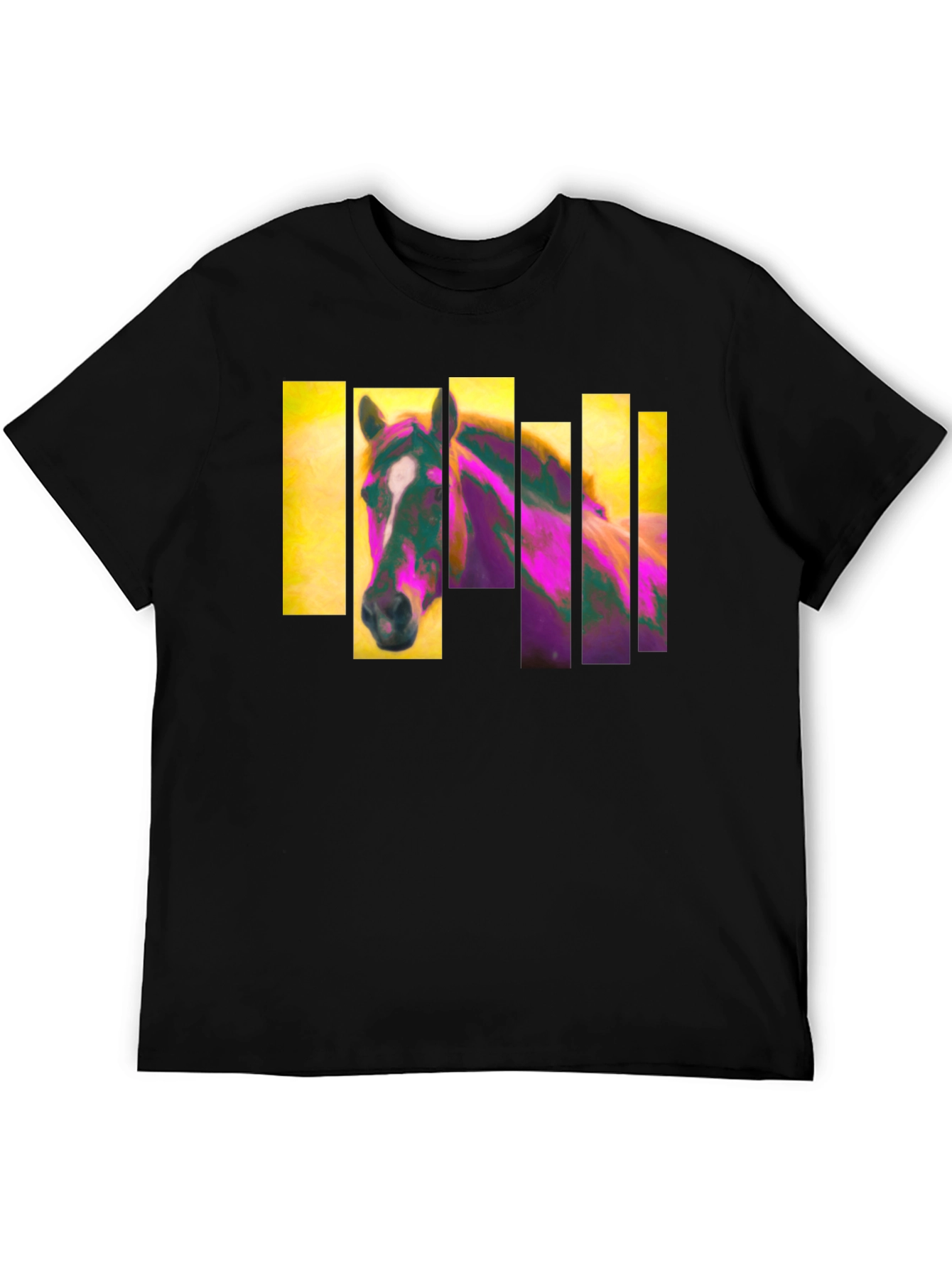 Abstract Horse Graphic Black T-Shirt