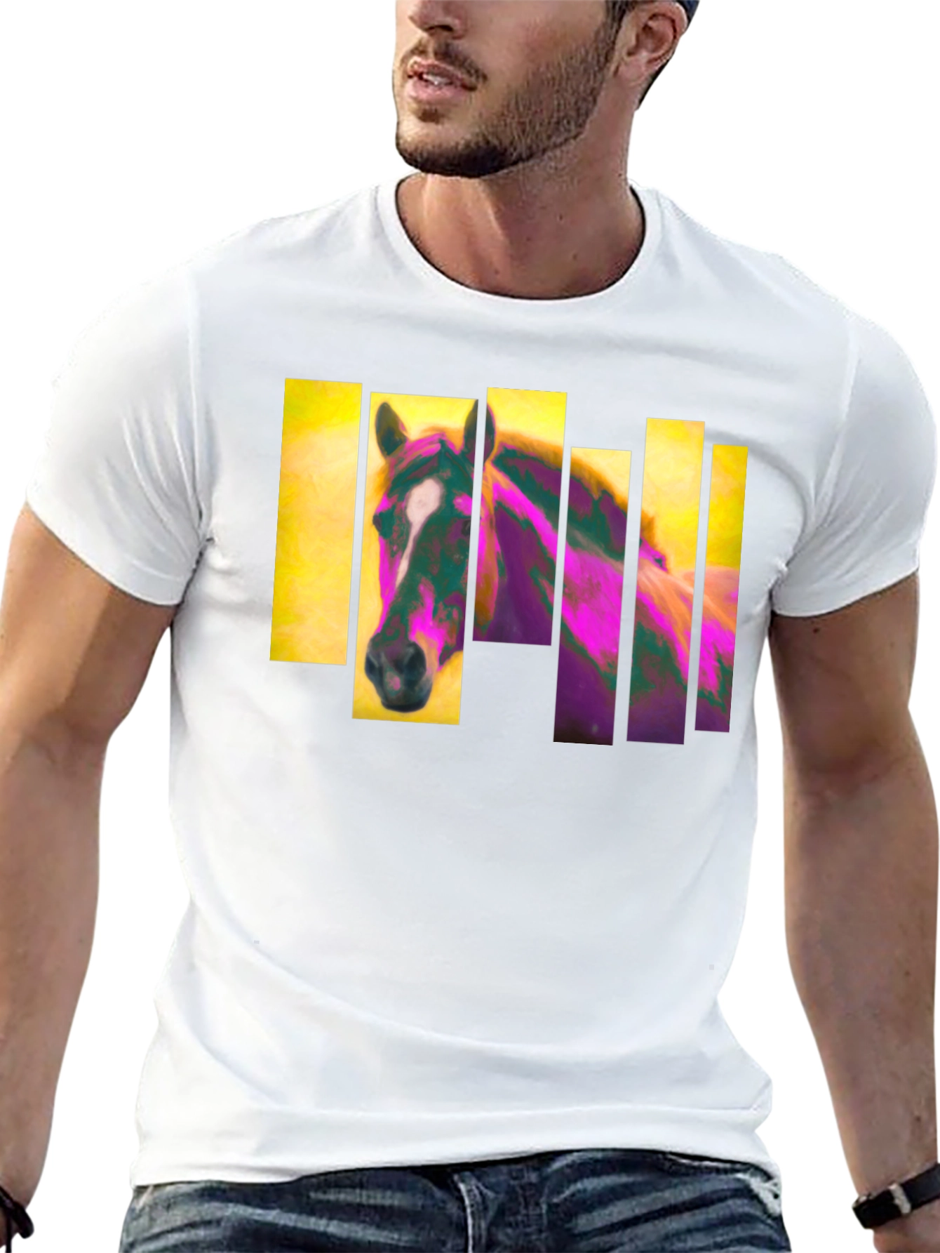 Abstract Horse Graphic Black T-Shirt