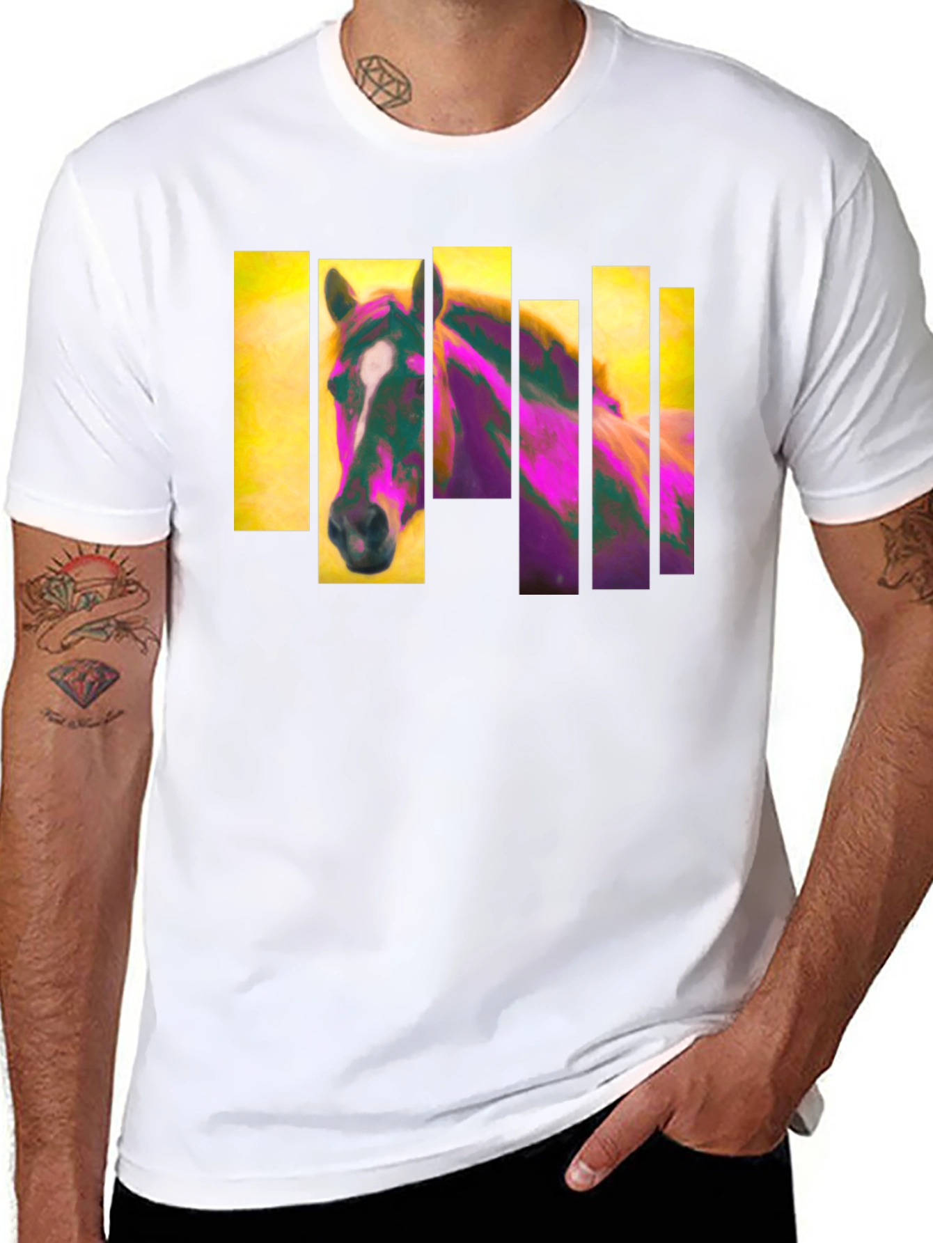 Abstract Horse Graphic Black T-Shirt