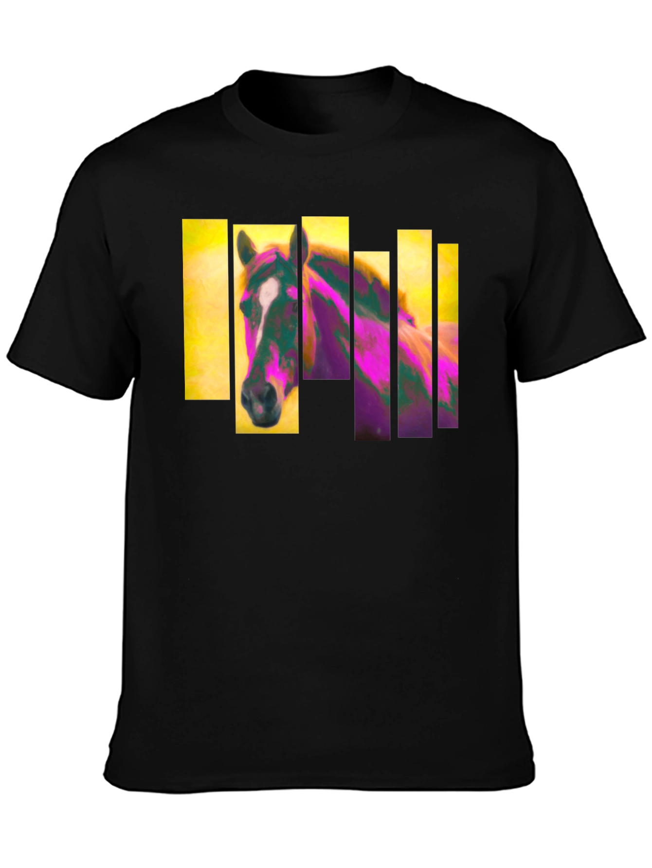 Abstract Horse Graphic Black T-Shirt
