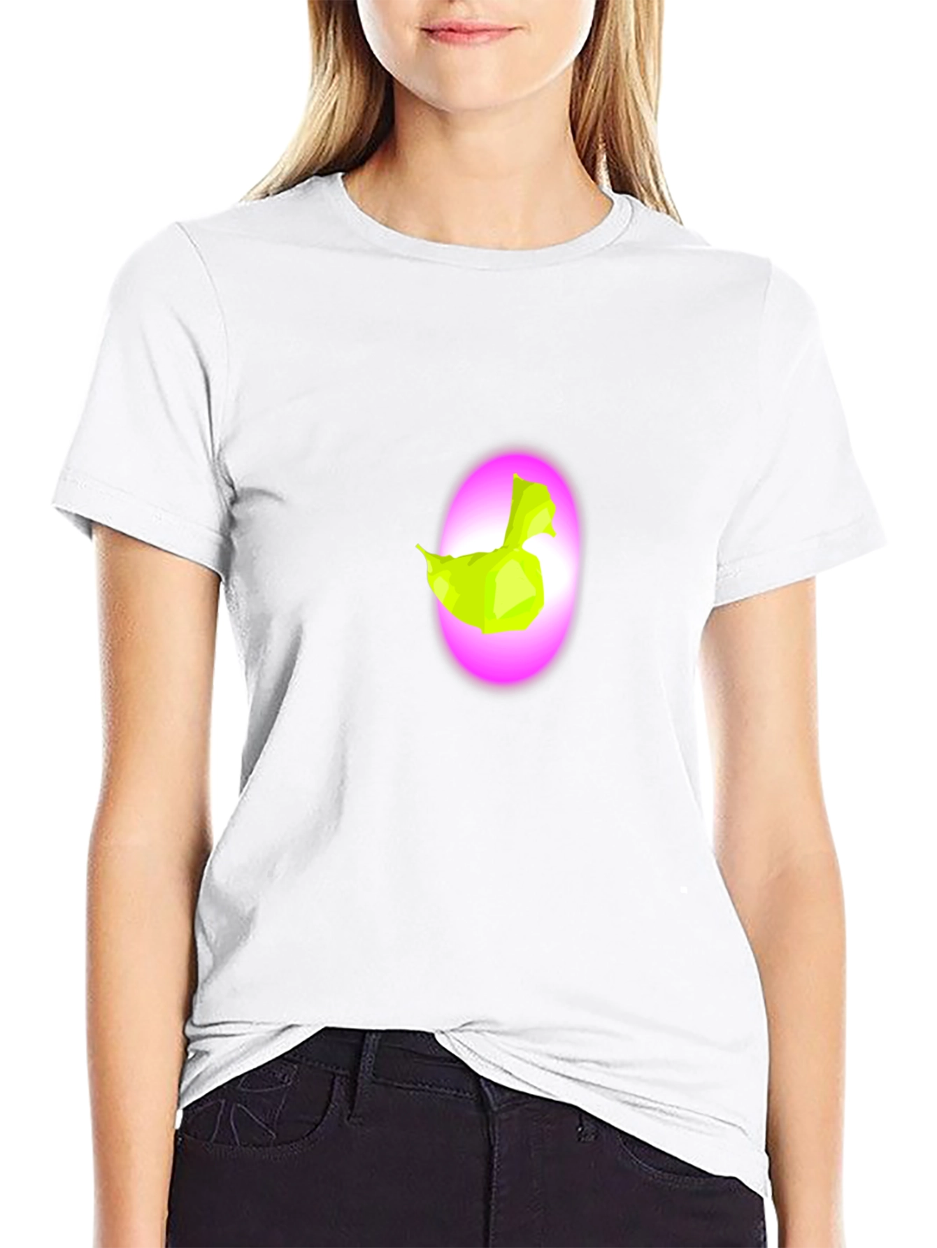 Abstract Neon Duck Graphic Black T-Shirt