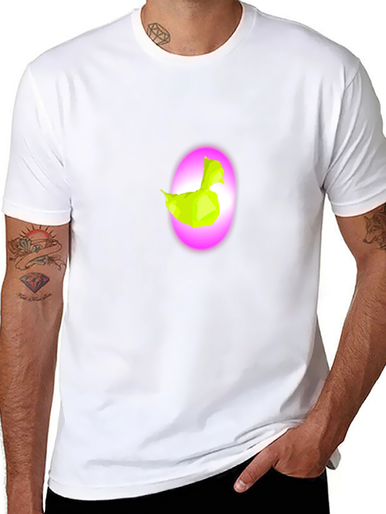 Abstract Neon Duck Graphic Black T-Shirt