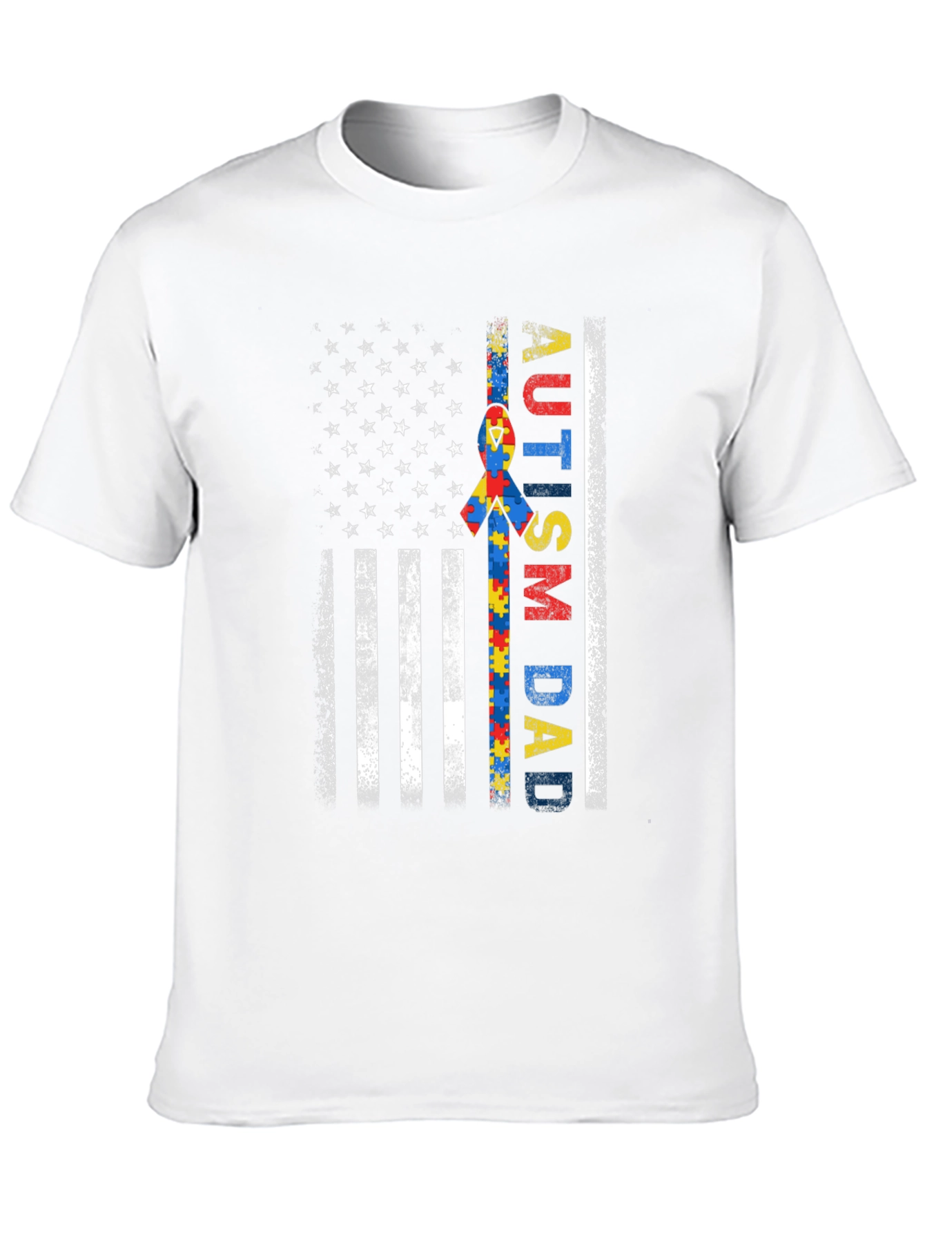 Autism Dad American Flag T-Shirt