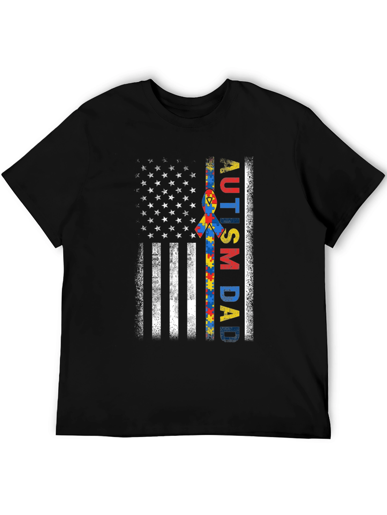 Autism Dad American Flag T-Shirt