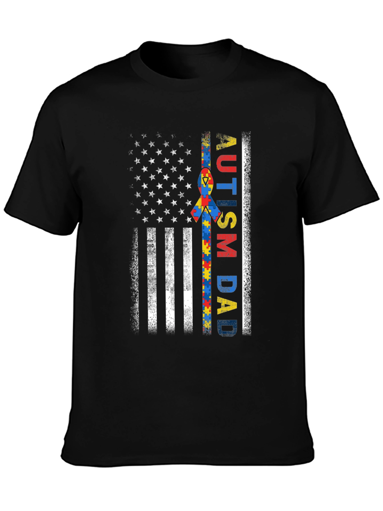 Autism Dad American Flag T-Shirt