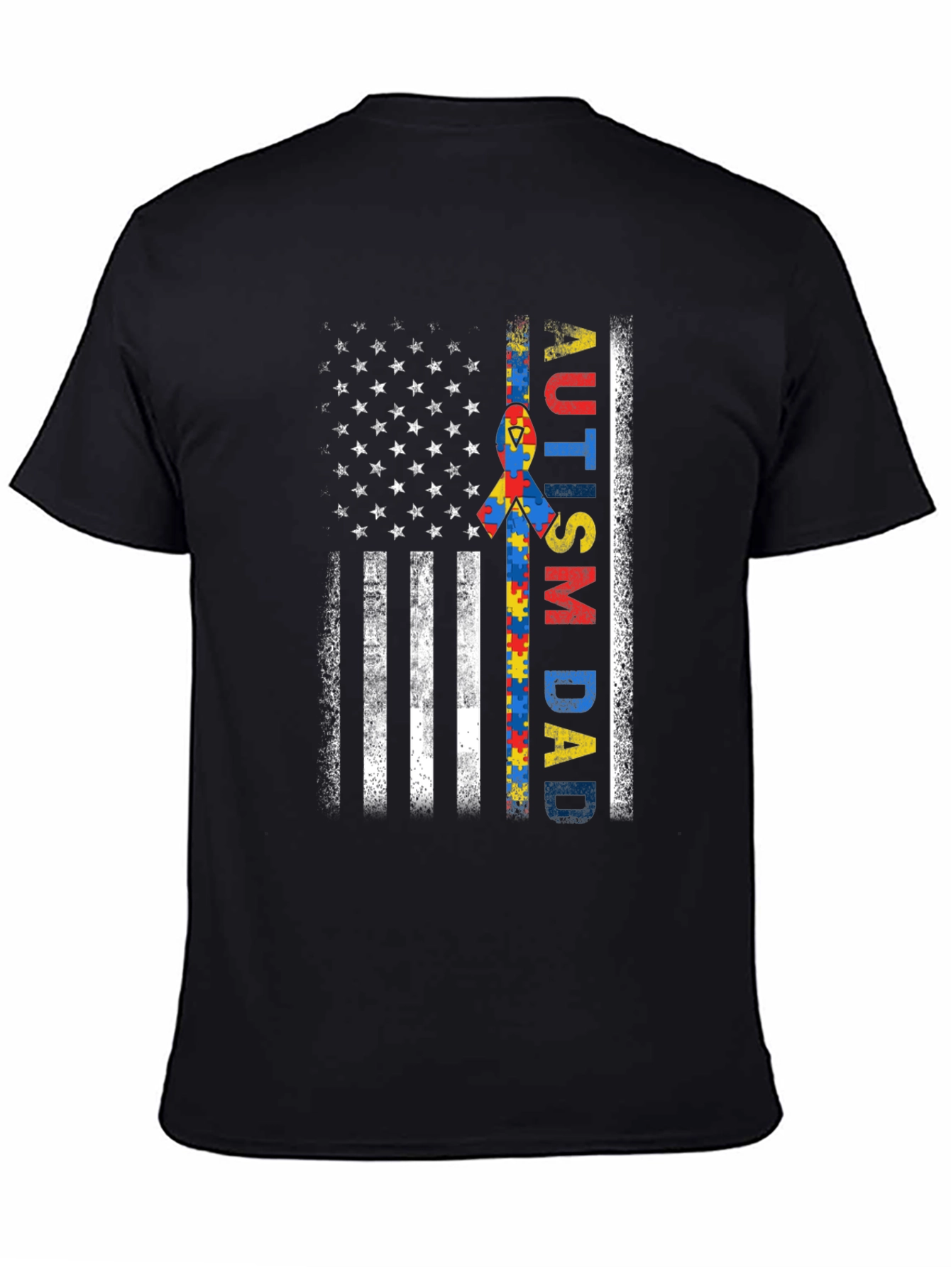 Autism Dad American Flag T-Shirt