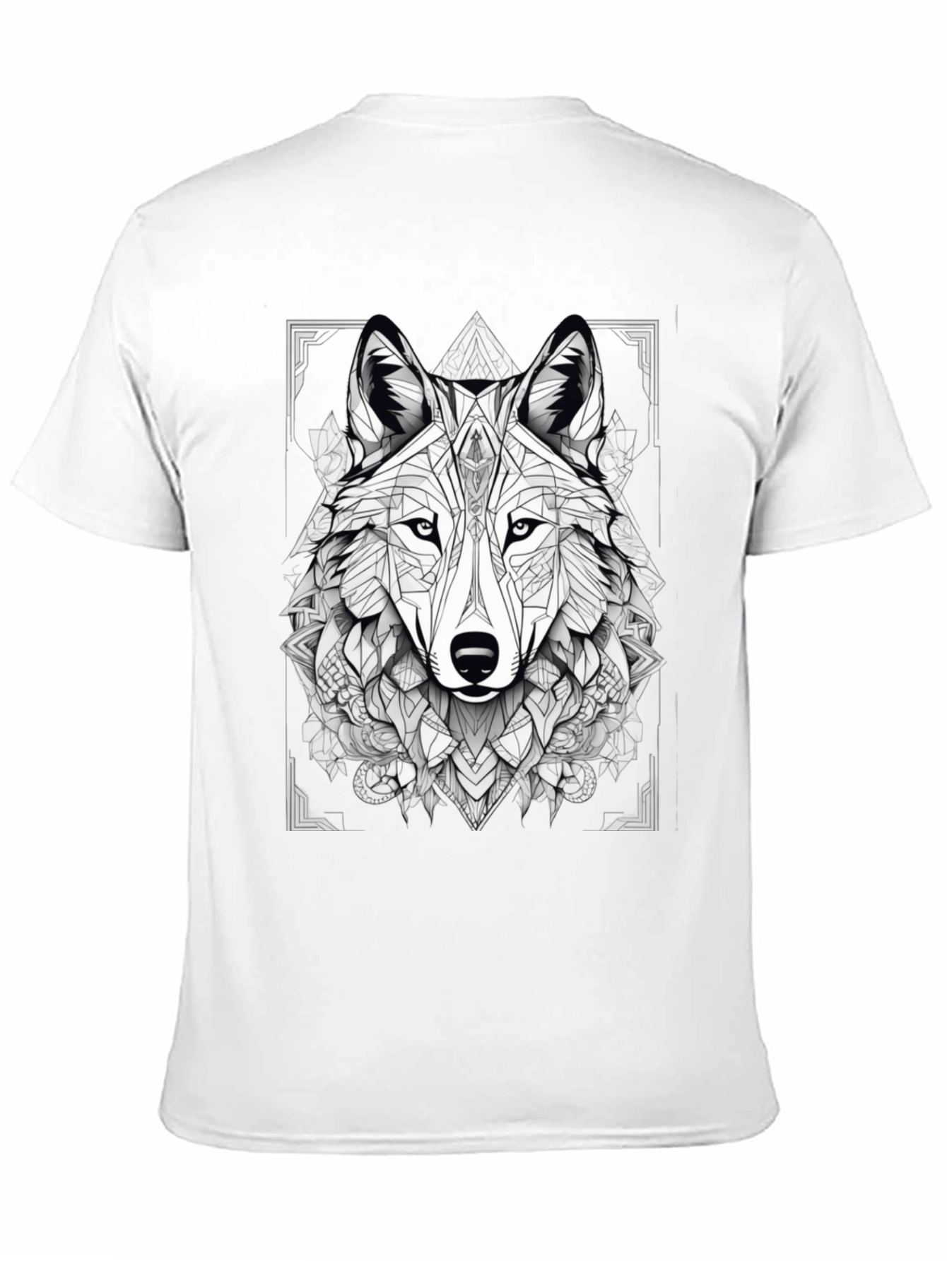 Geometric Wolf Graphic Black T-Shirt