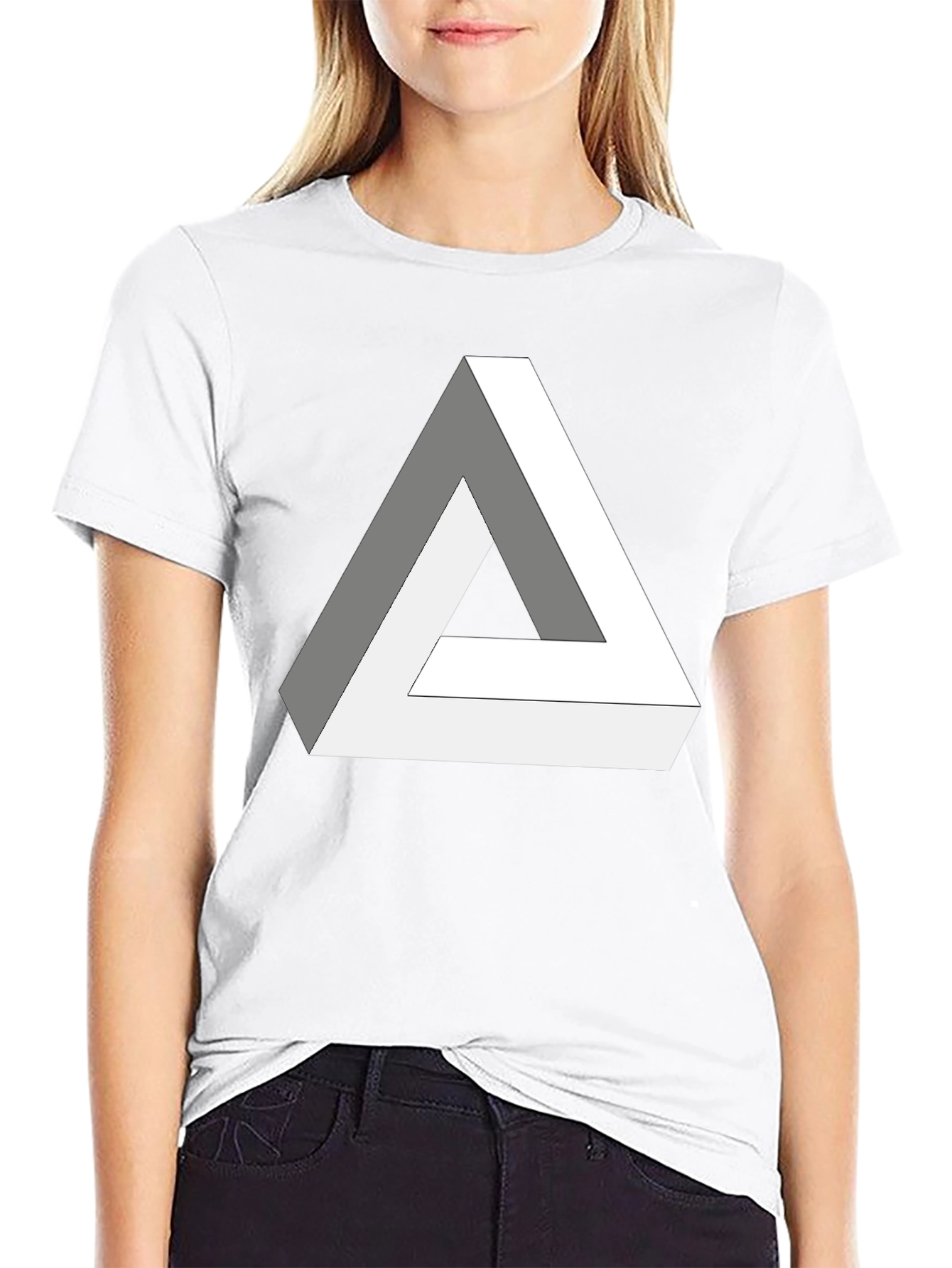 Impossible Triangle Black T-Shirt - Optical Illusion Design