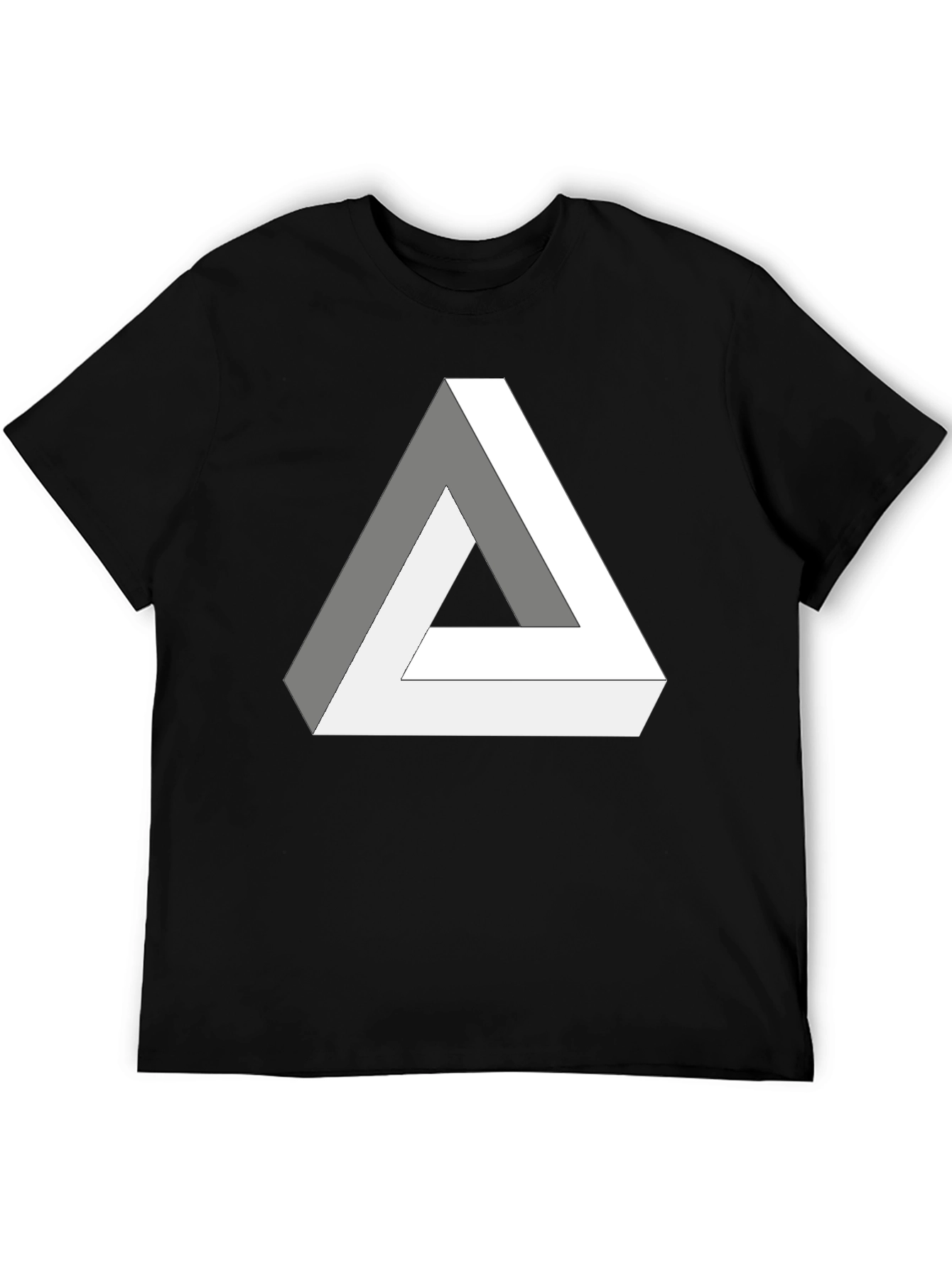 Impossible Triangle Black T-Shirt - Optical Illusion Design