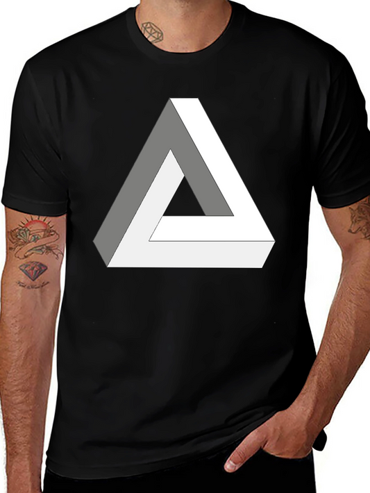 Impossible Triangle Black T-Shirt - Optical Illusion Design