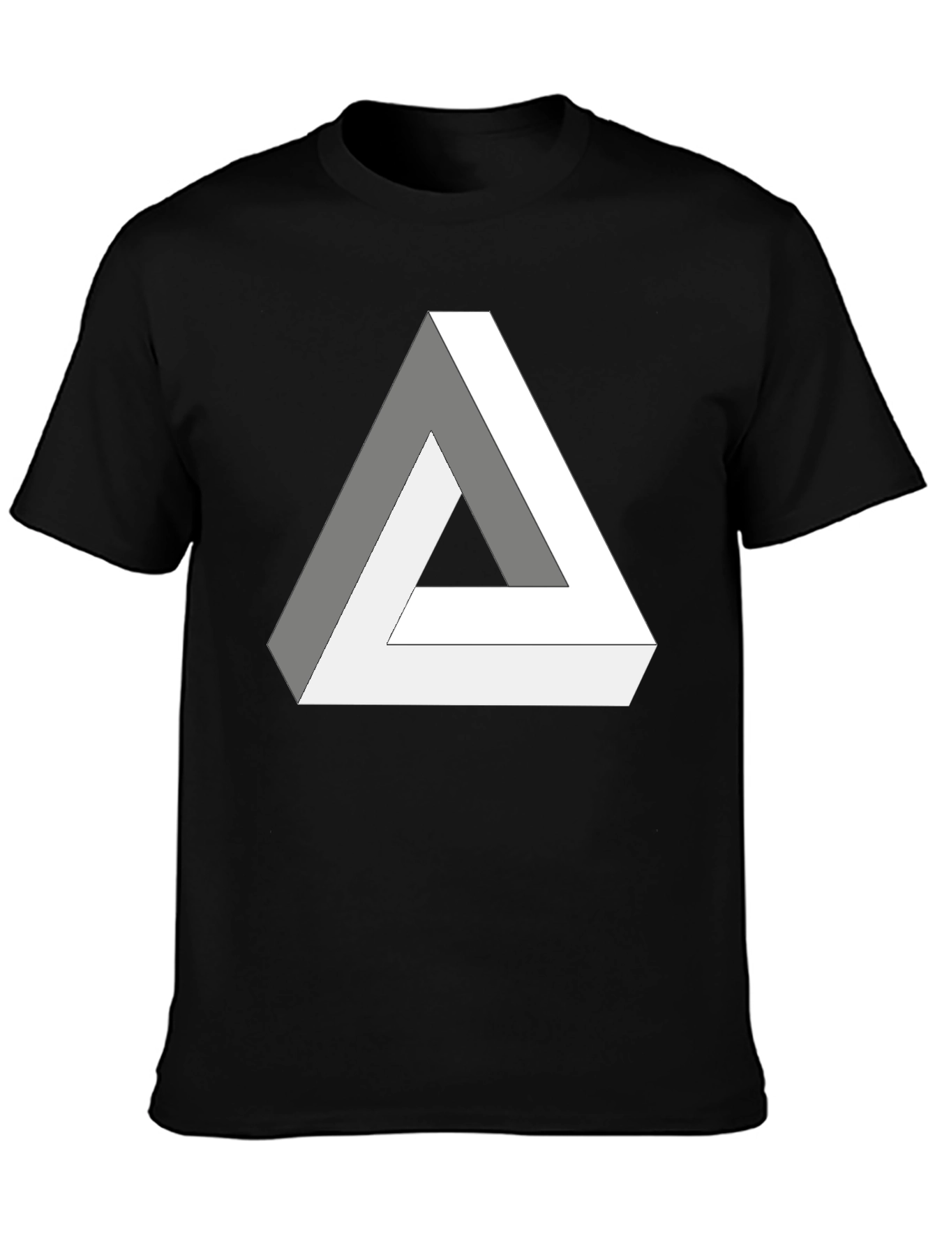 Impossible Triangle Black T-Shirt - Optical Illusion Design
