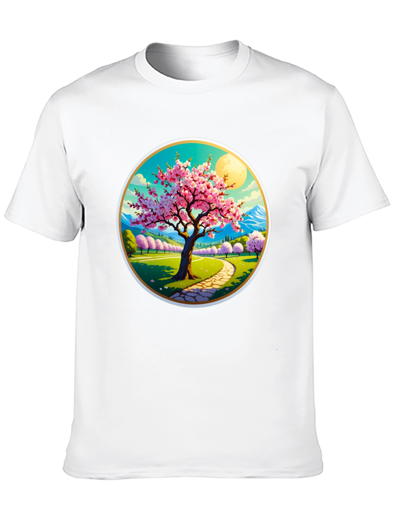 Cherry Blossom Path Black T-Shirt