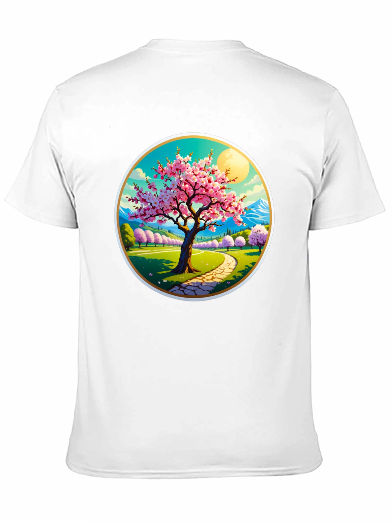 Cherry Blossom Path Black T-Shirt