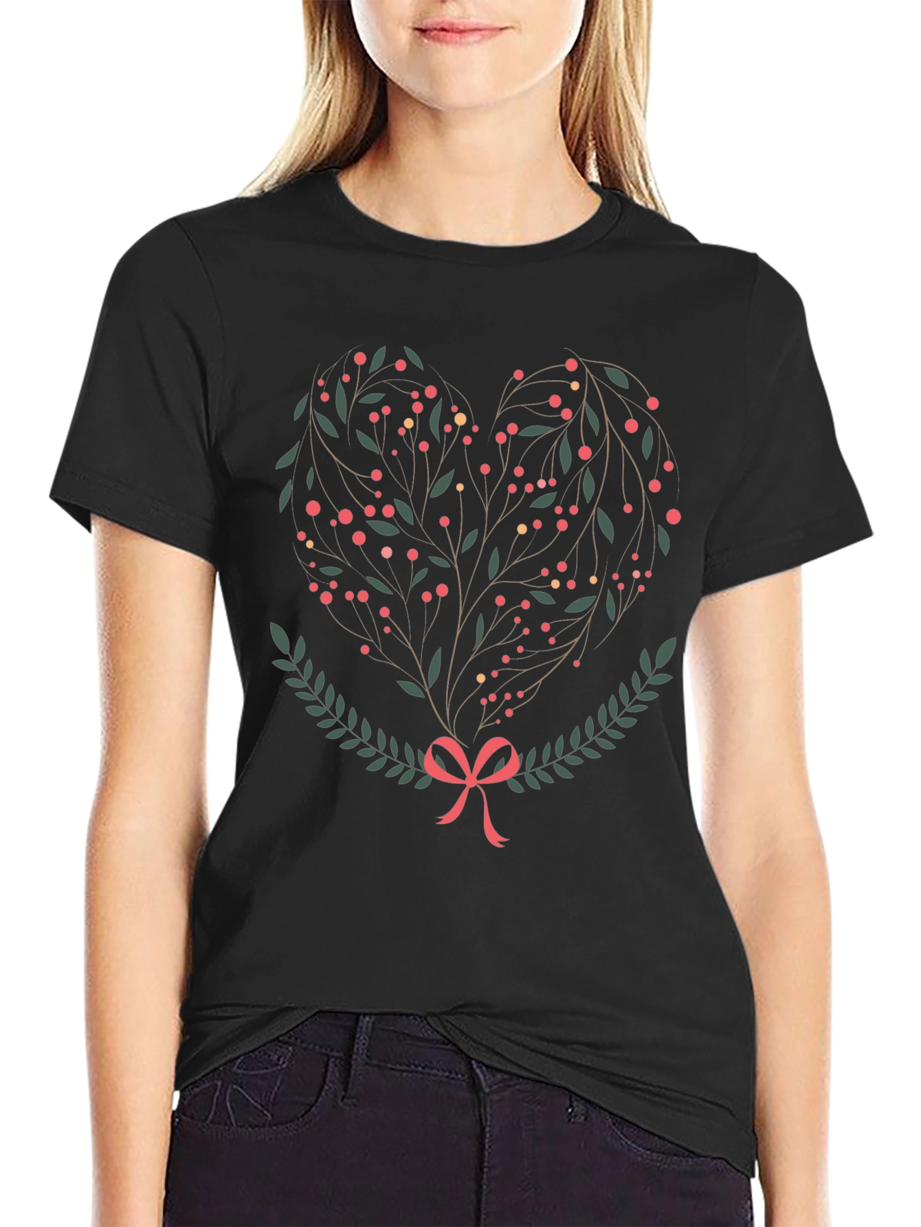 Heart of Berries Graphic Tee - Black