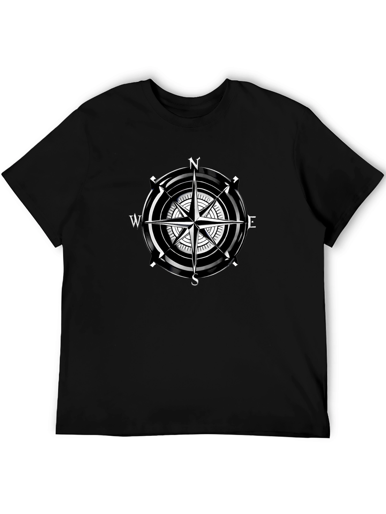 Compass Rose Graphic Black T-Shirt