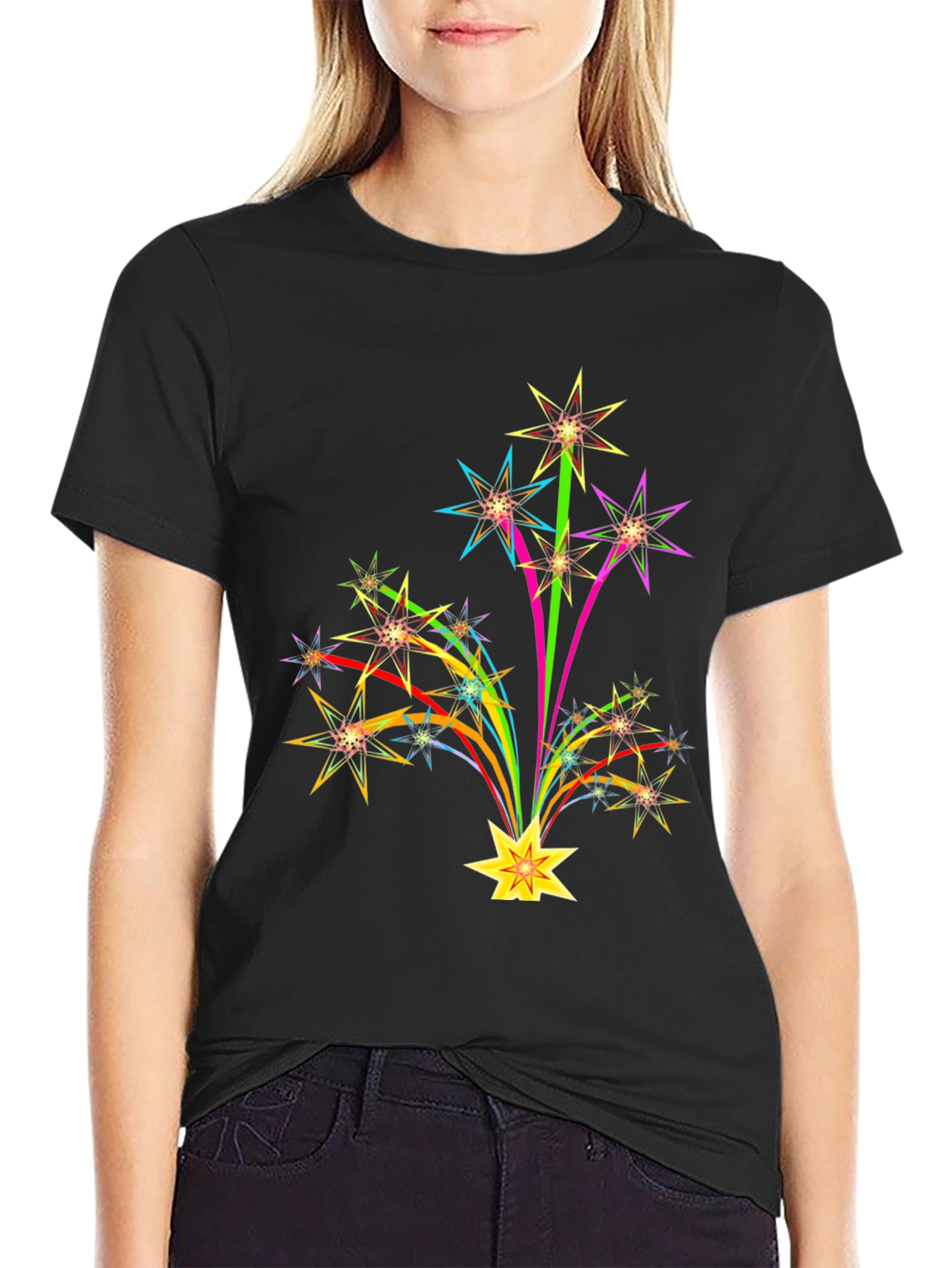 Starburst Graphic Print Black T-Shirt