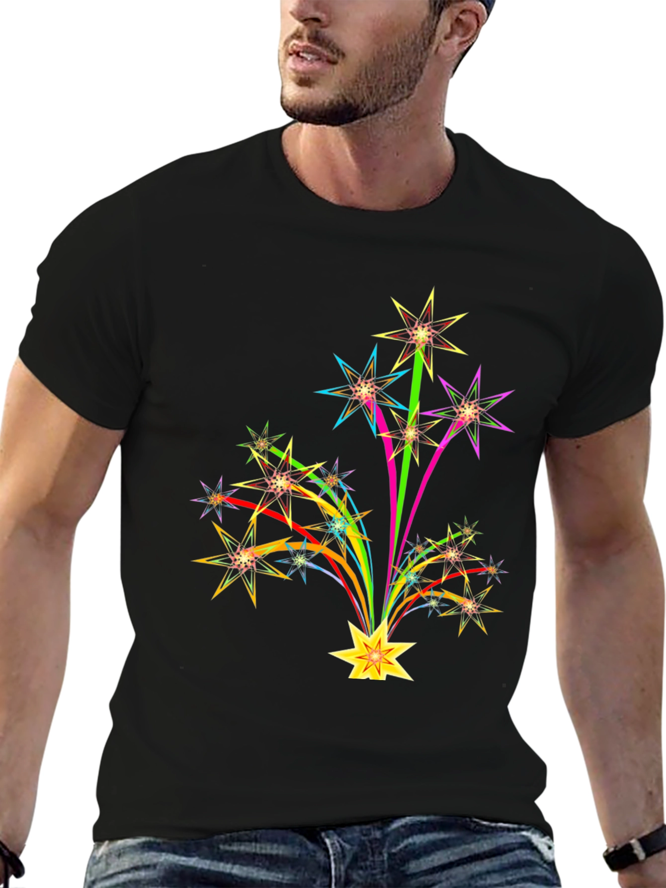 Starburst Graphic Print Black T-Shirt