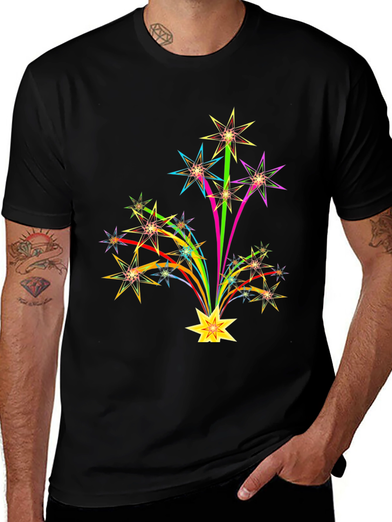 Starburst Graphic Print Black T-Shirt