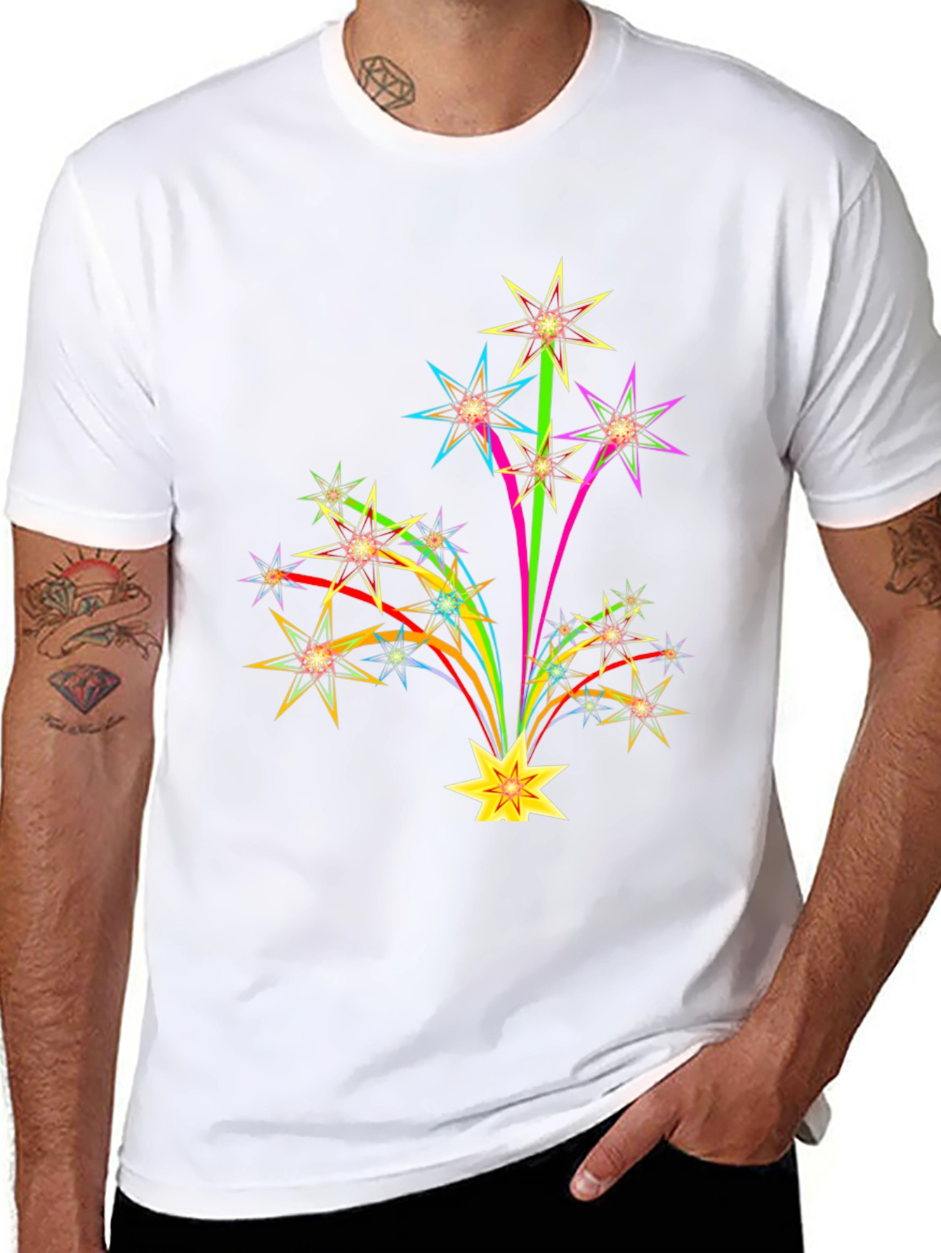 Starburst Graphic Print Black T-Shirt