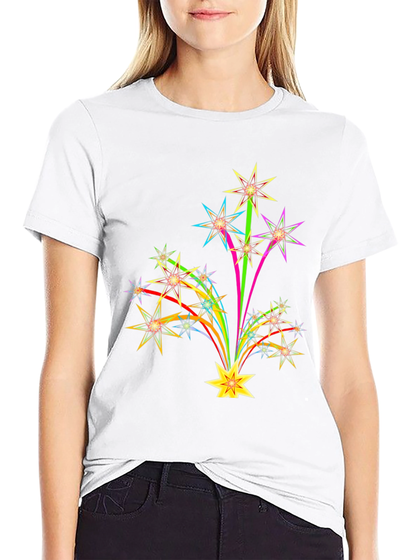 Starburst Graphic Print Black T-Shirt