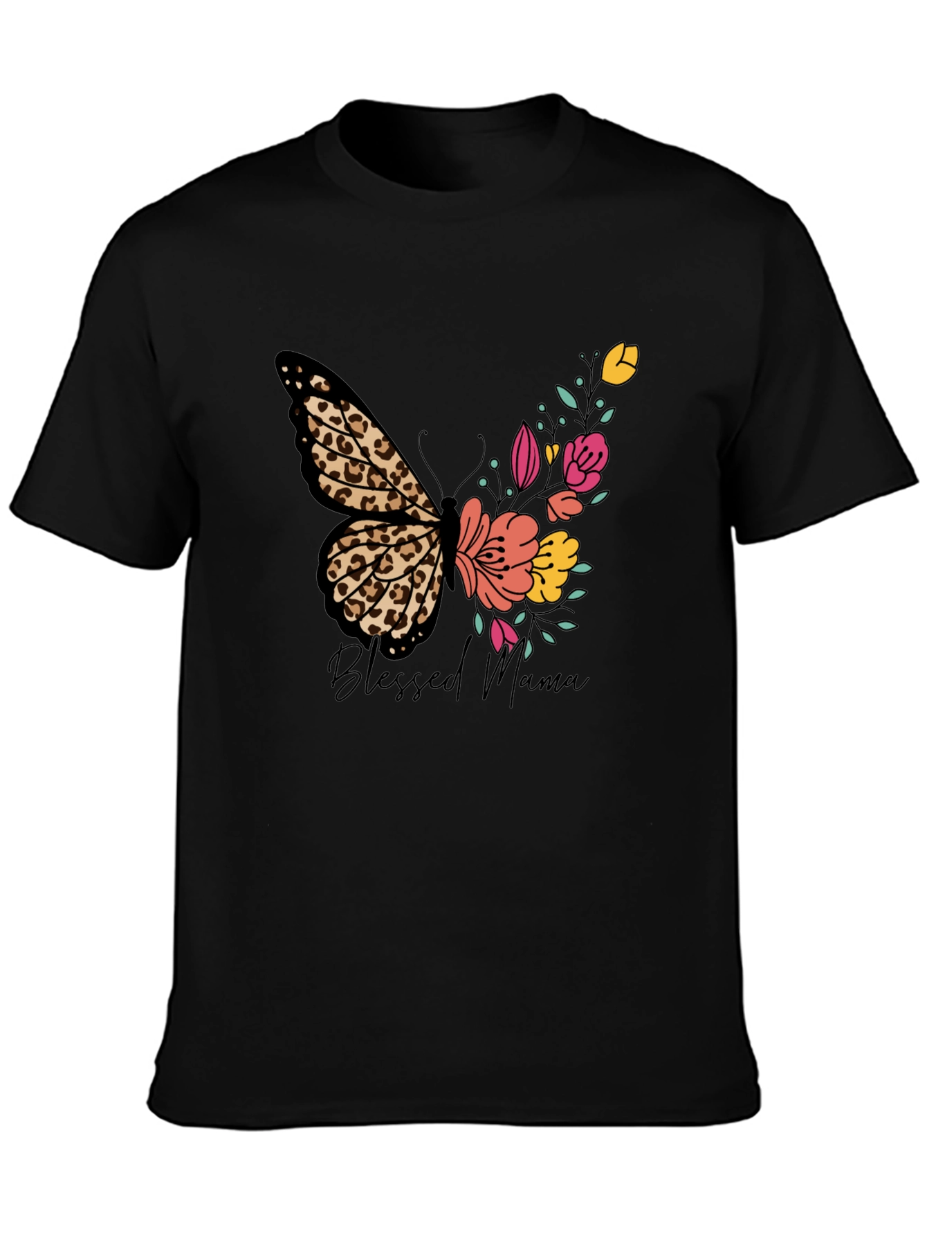 Blessed Mama Butterfly Floral T-Shirt