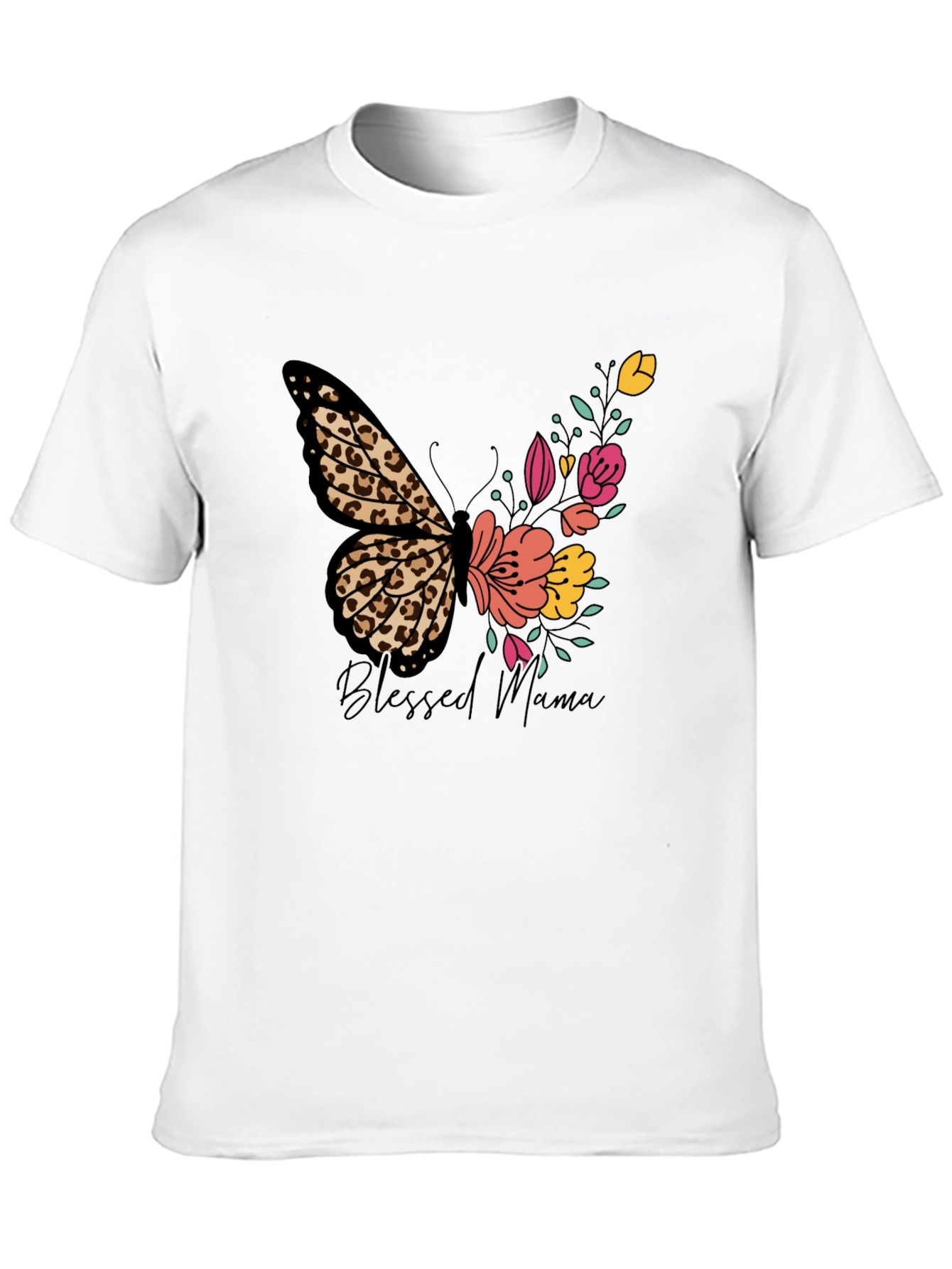 Blessed Mama Butterfly Floral T-Shirt