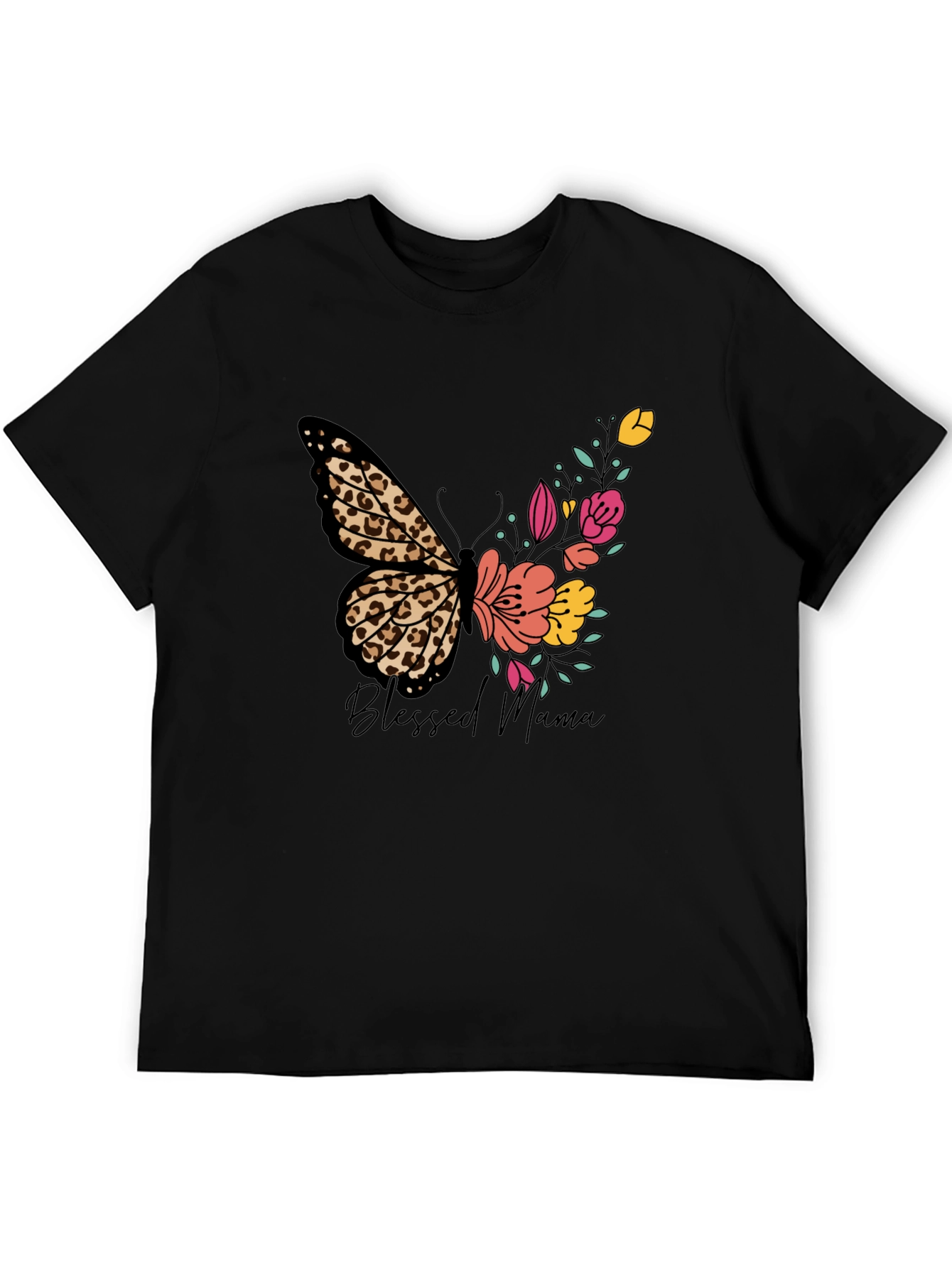 Blessed Mama Butterfly Floral T-Shirt