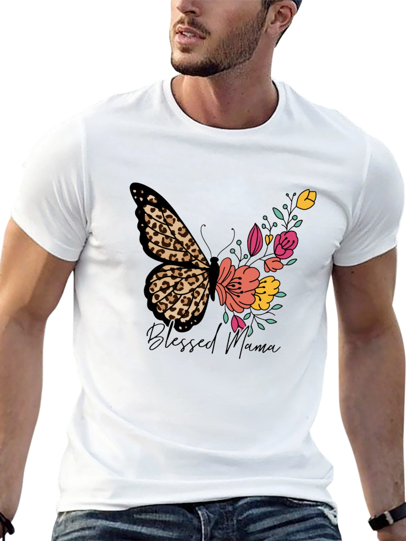 Blessed Mama Butterfly Floral T-Shirt