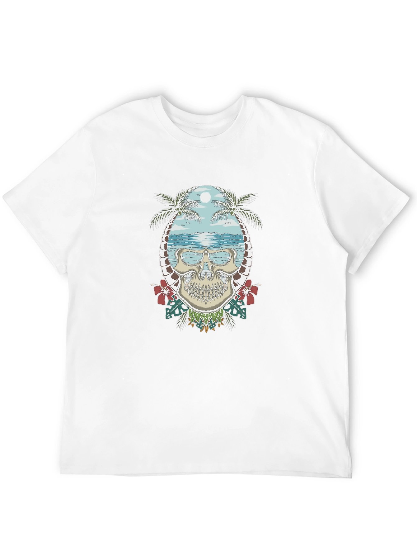 Tropical Skull Graphic Tee - Black