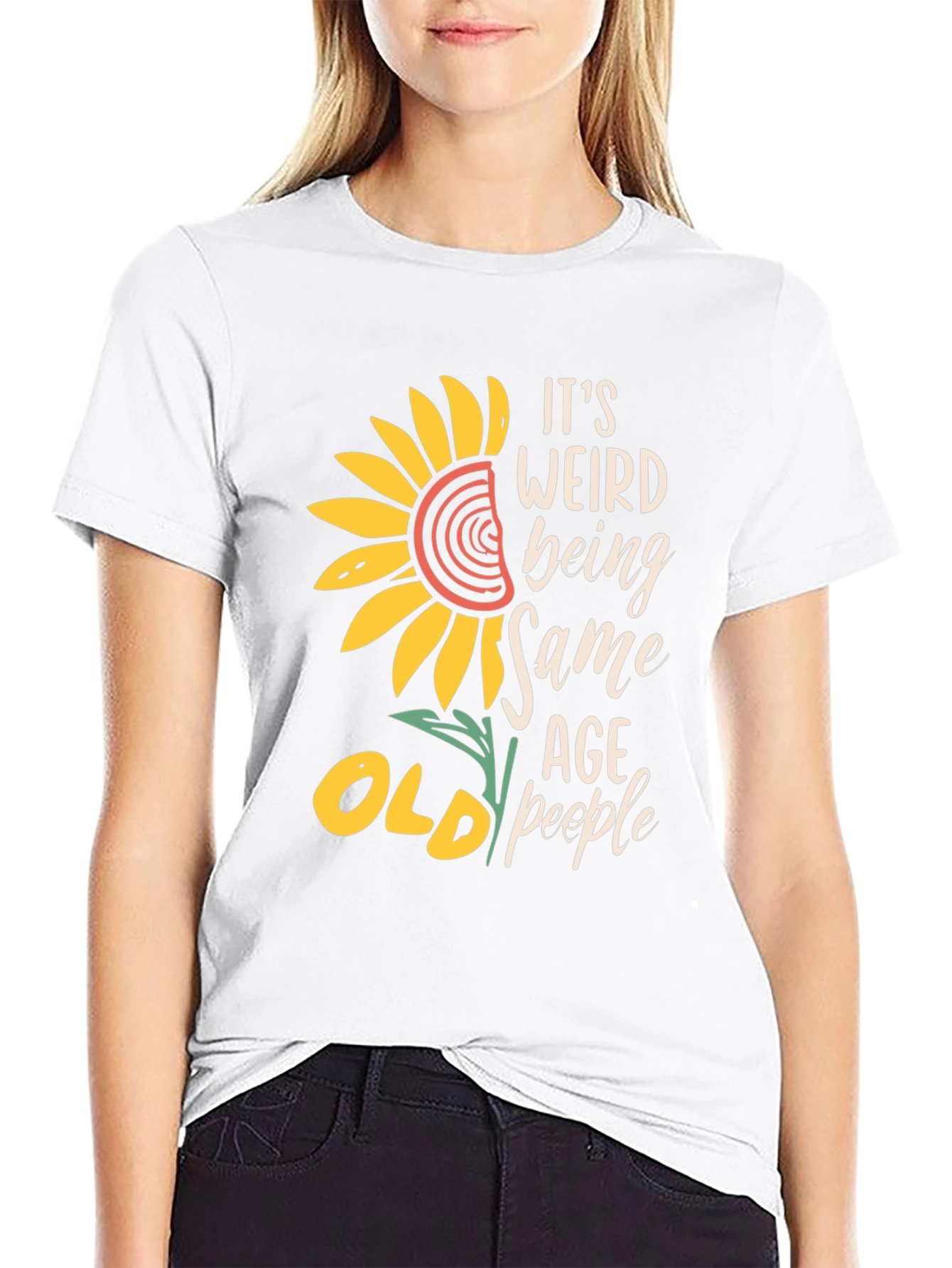 Funny Old People T-Shirt Sunflower Design