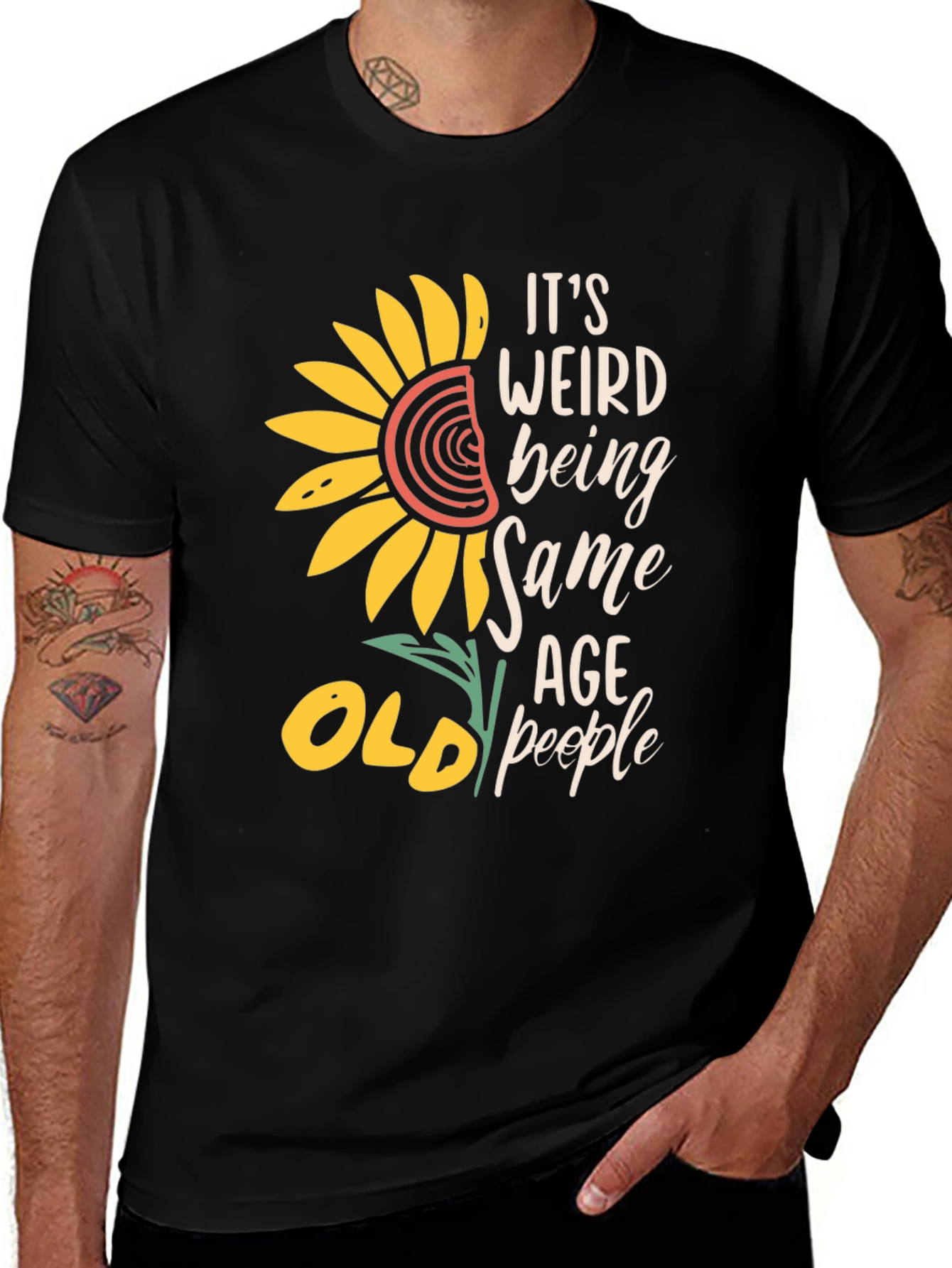 Funny Old People T-Shirt Sunflower Design