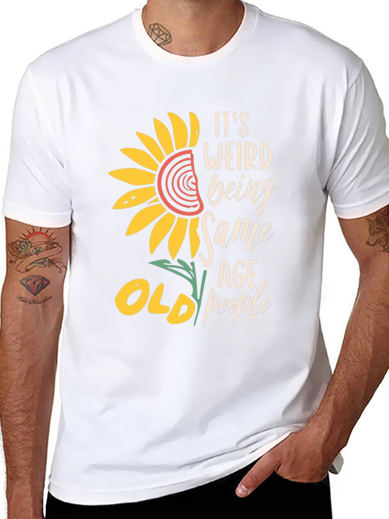 Funny Old People T-Shirt Sunflower Design