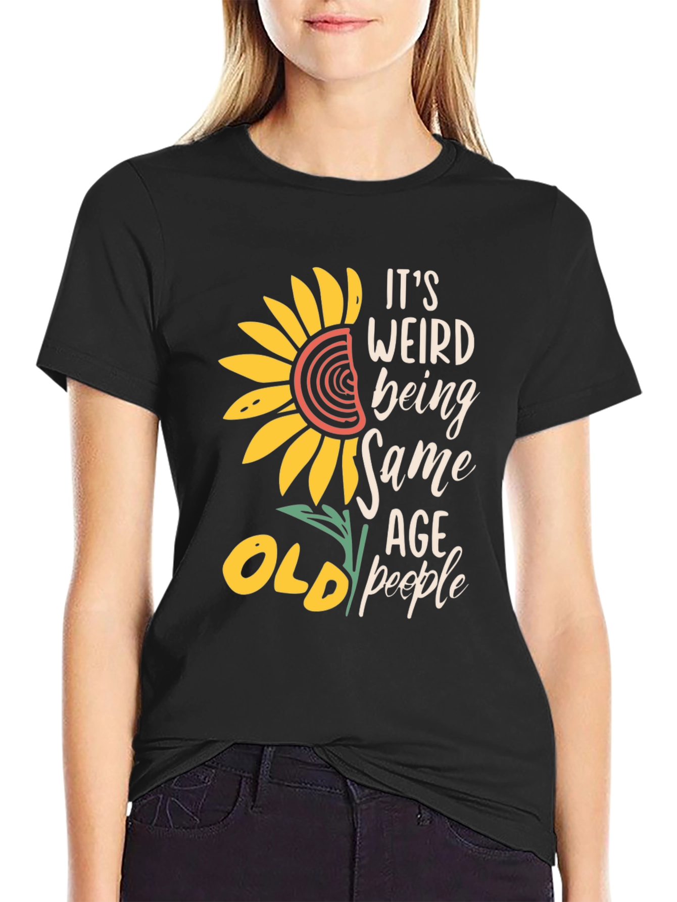 Funny Old People T-Shirt Sunflower Design