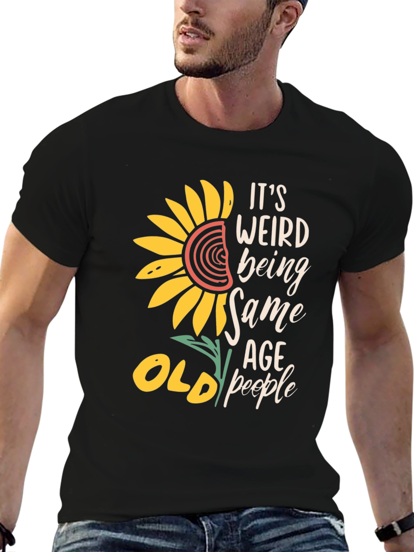 Funny Old People T-Shirt Sunflower Design
