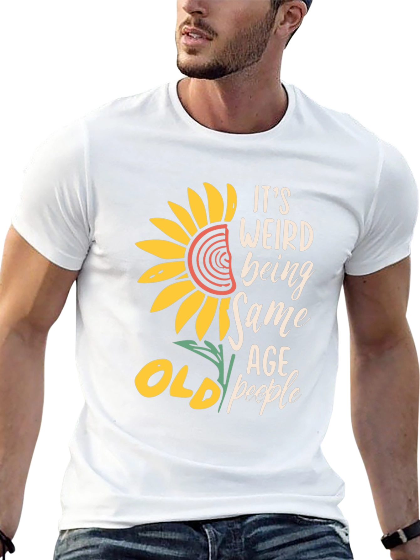 Funny Old People T-Shirt Sunflower Design