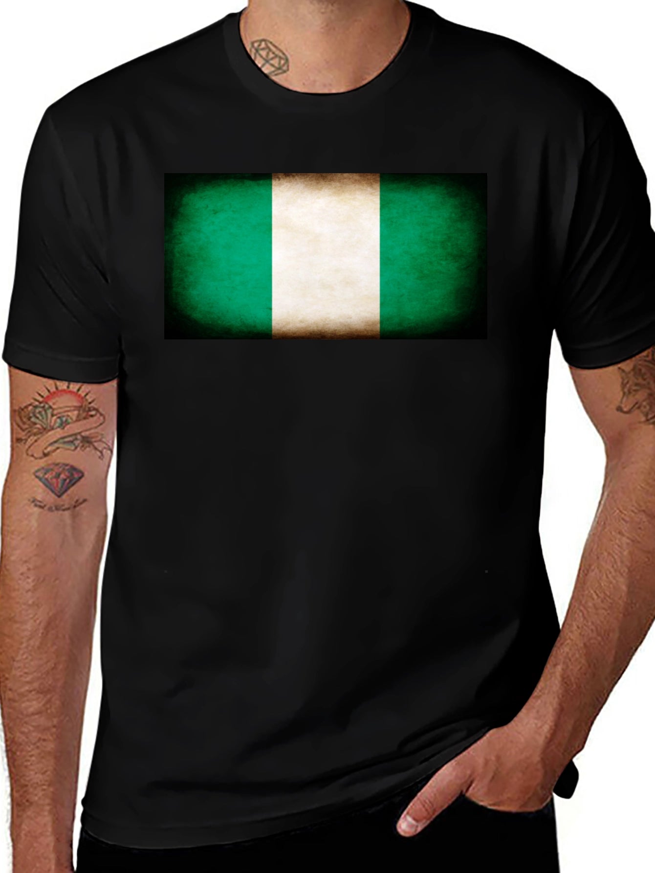 Nigeria Flag T-Shirt - Black Tee