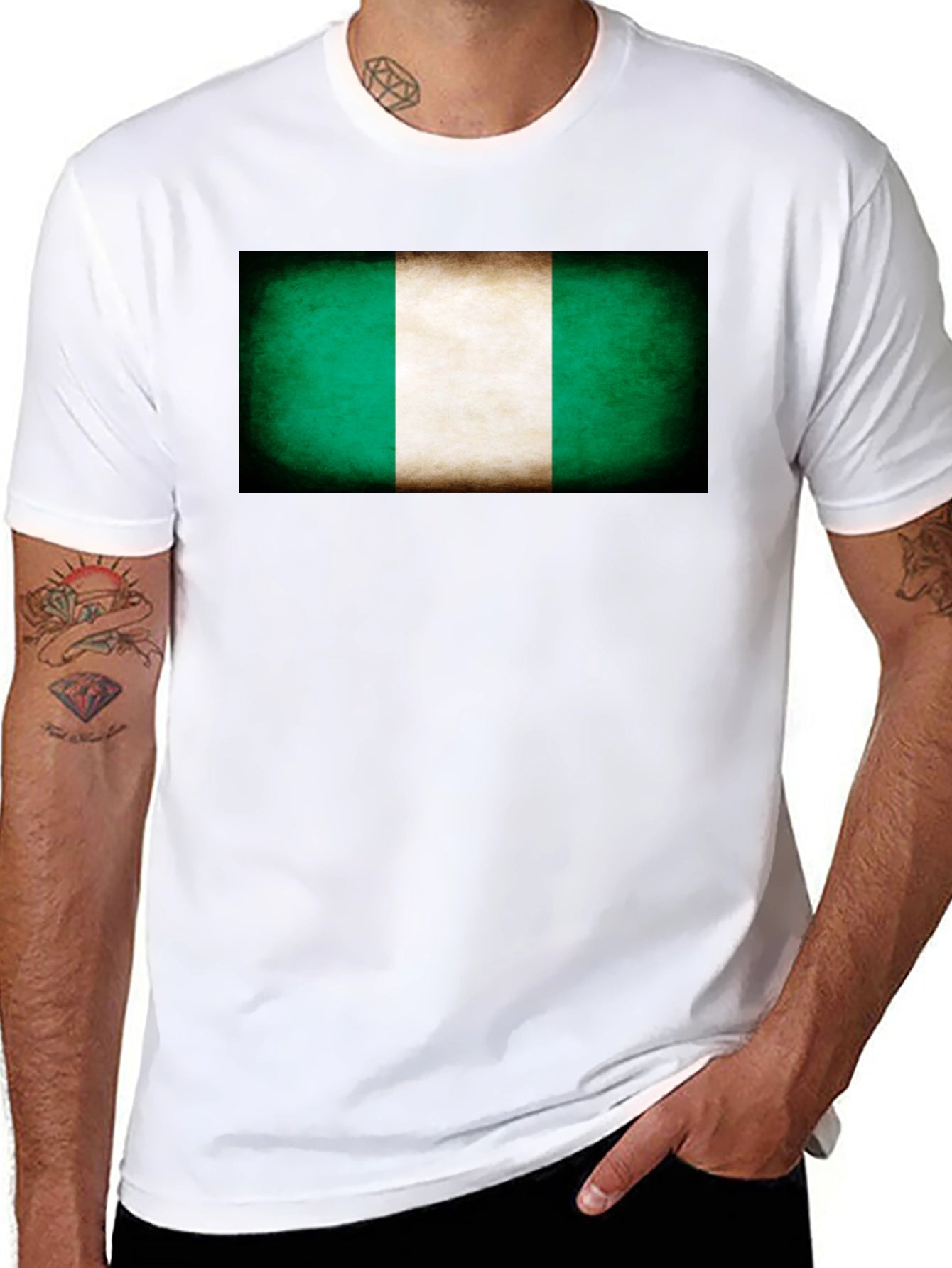 Nigeria Flag T-Shirt - Black Tee