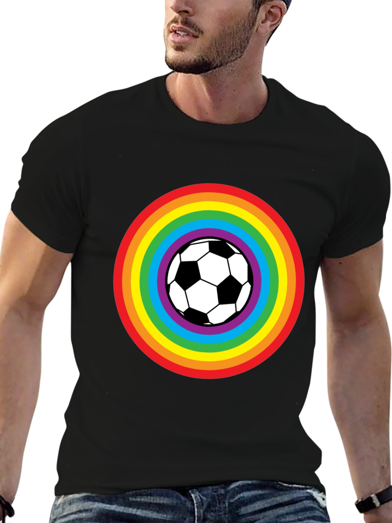 Rainbow Soccer Ball Graphic Tee