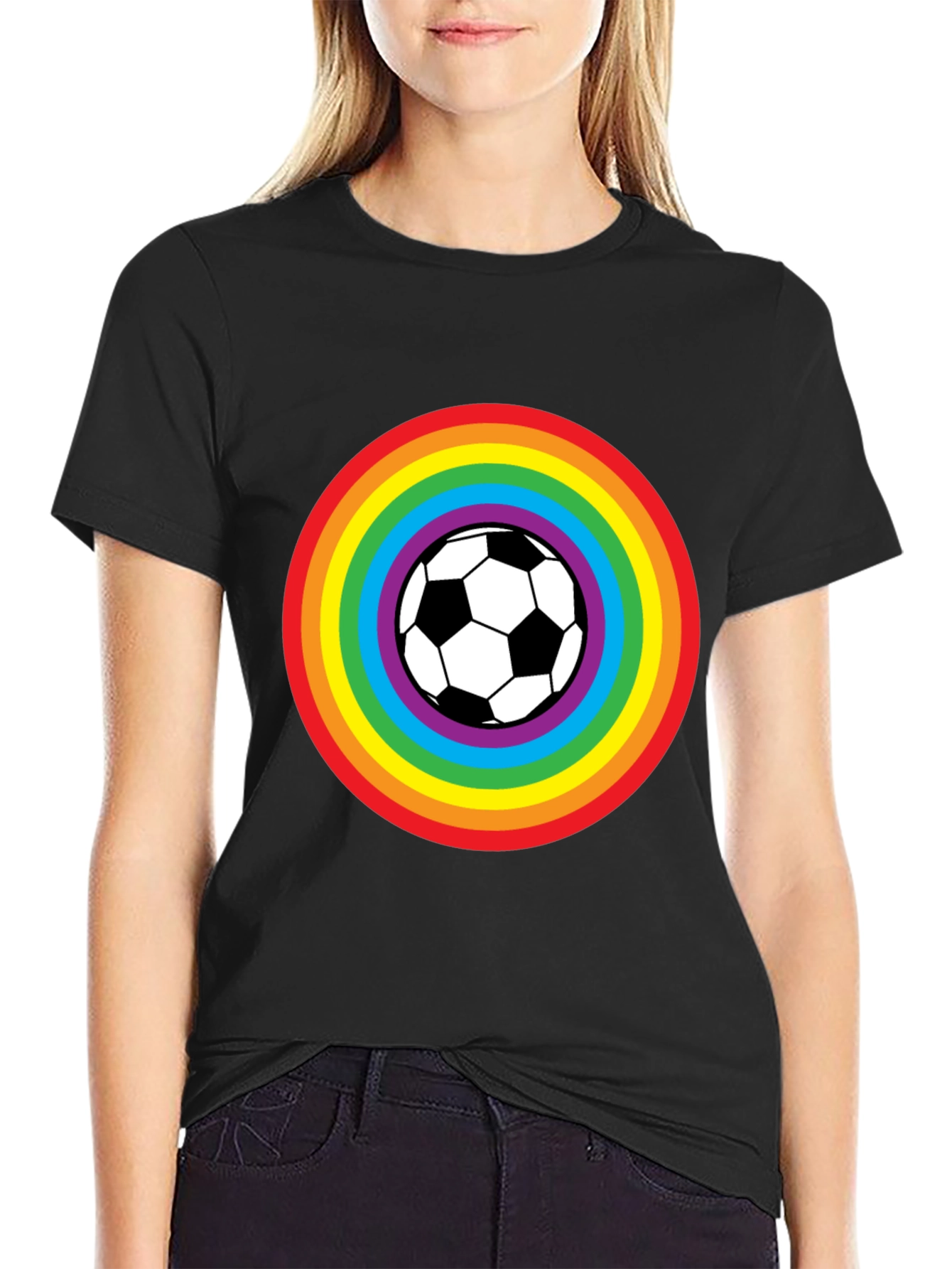 Rainbow Soccer Ball Graphic Tee