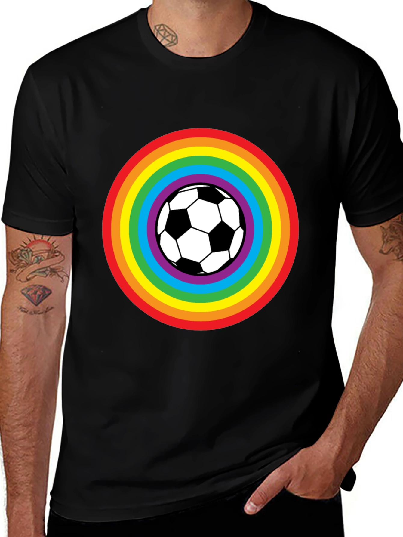 Rainbow Soccer Ball Graphic Tee