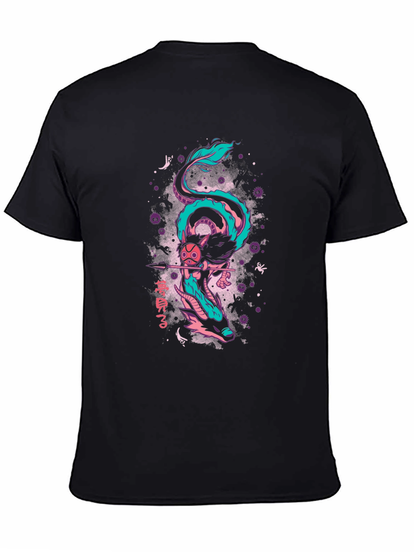 Anime Dragon Graphic T-Shirt - Black