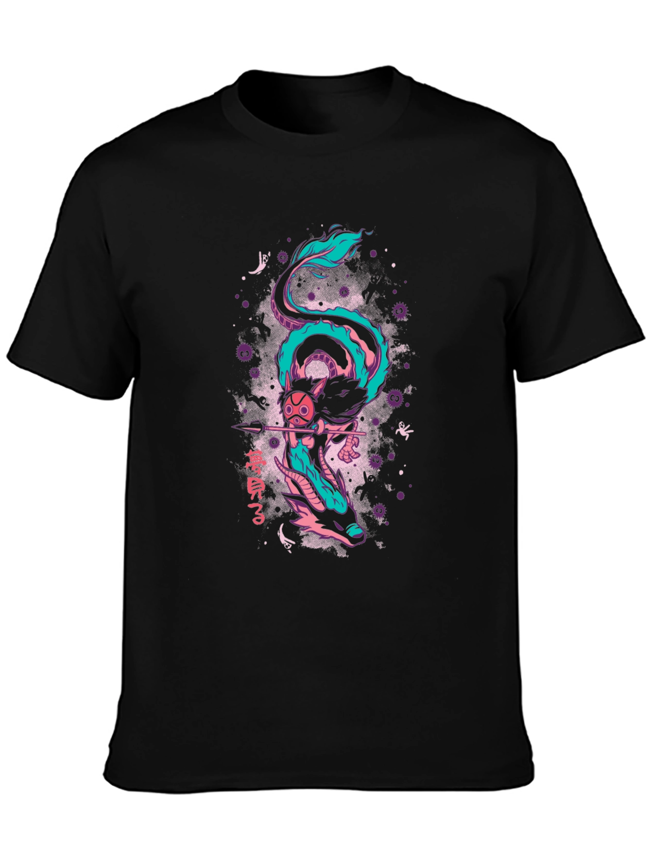 Anime Dragon Graphic T-Shirt - Black