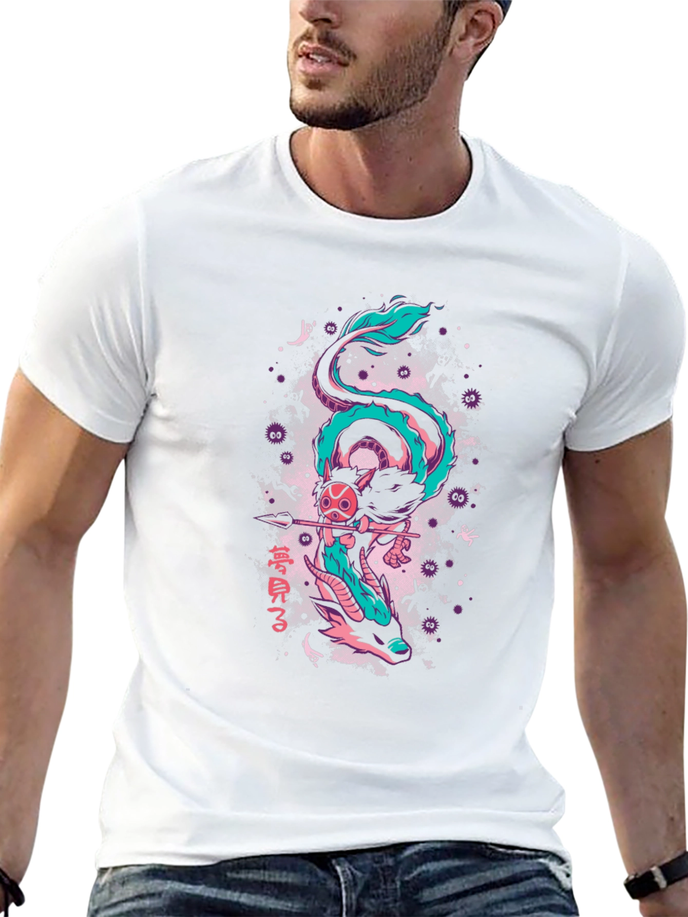 Anime Dragon Graphic T-Shirt - Black