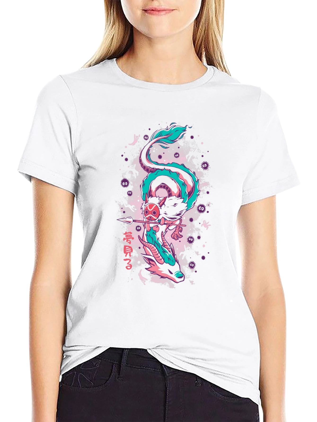 Anime Dragon Graphic T-Shirt - Black