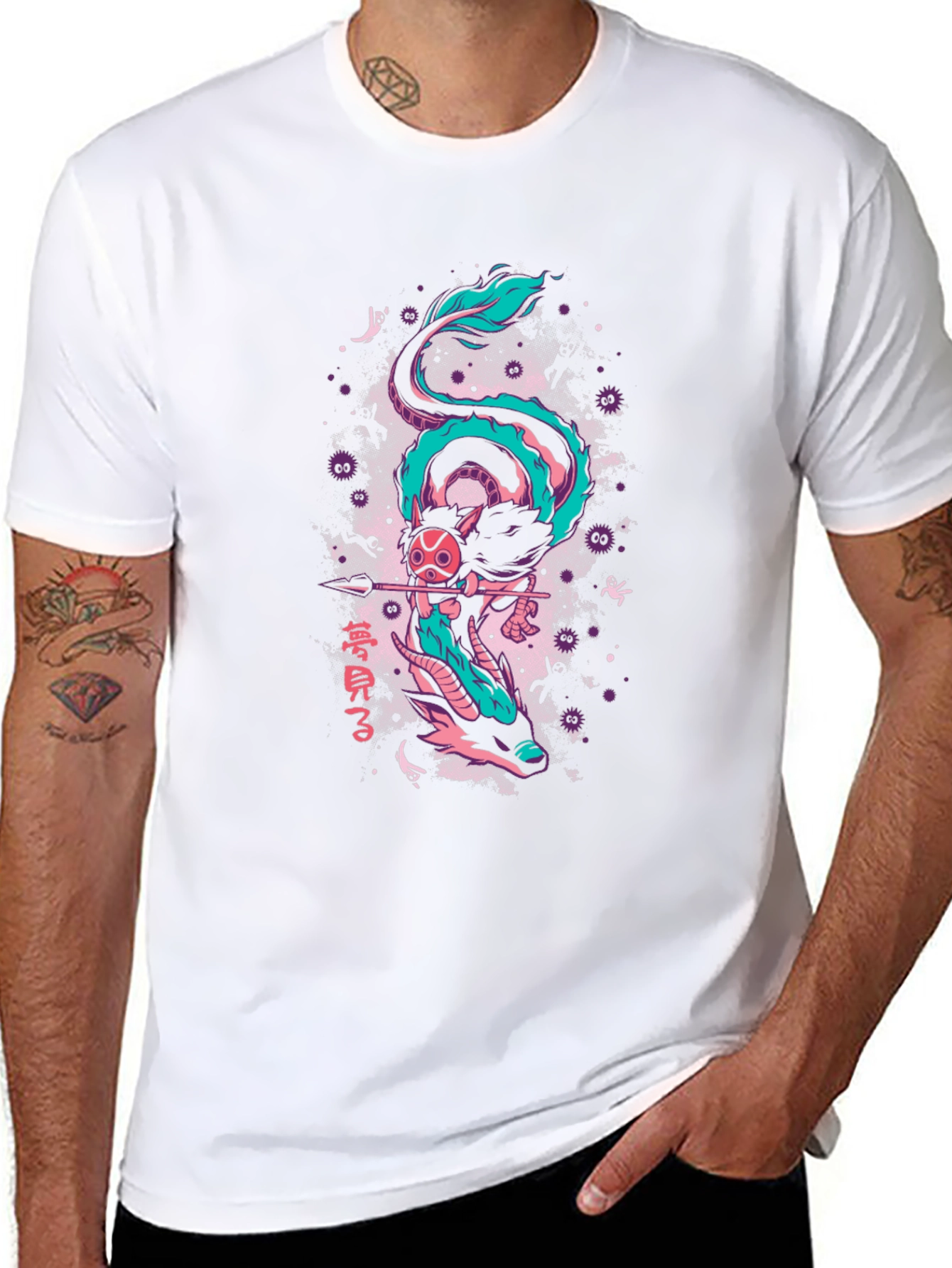 Anime Dragon Graphic T-Shirt - Black