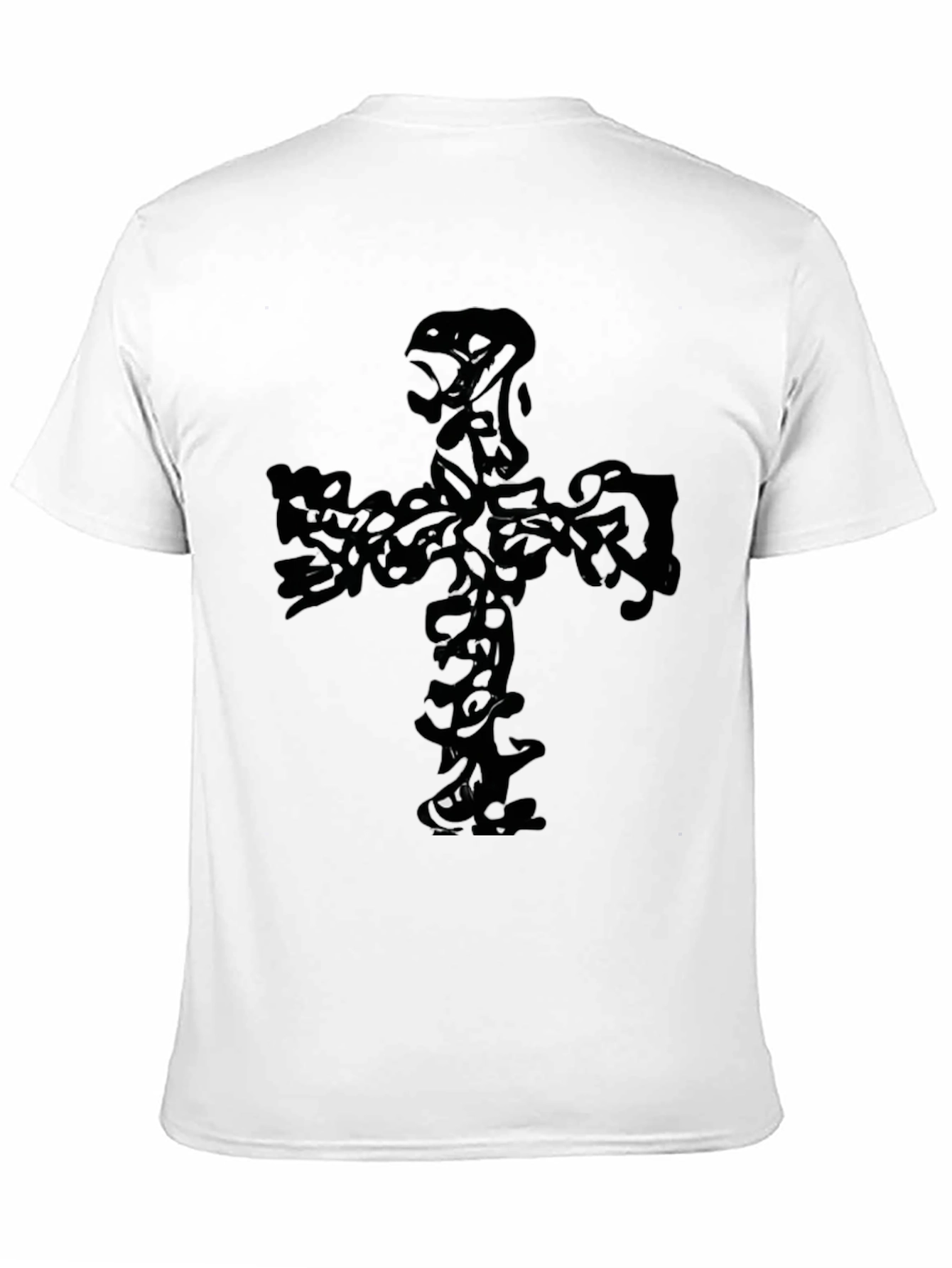 Black Graphic Tee - Abstract Cross Design