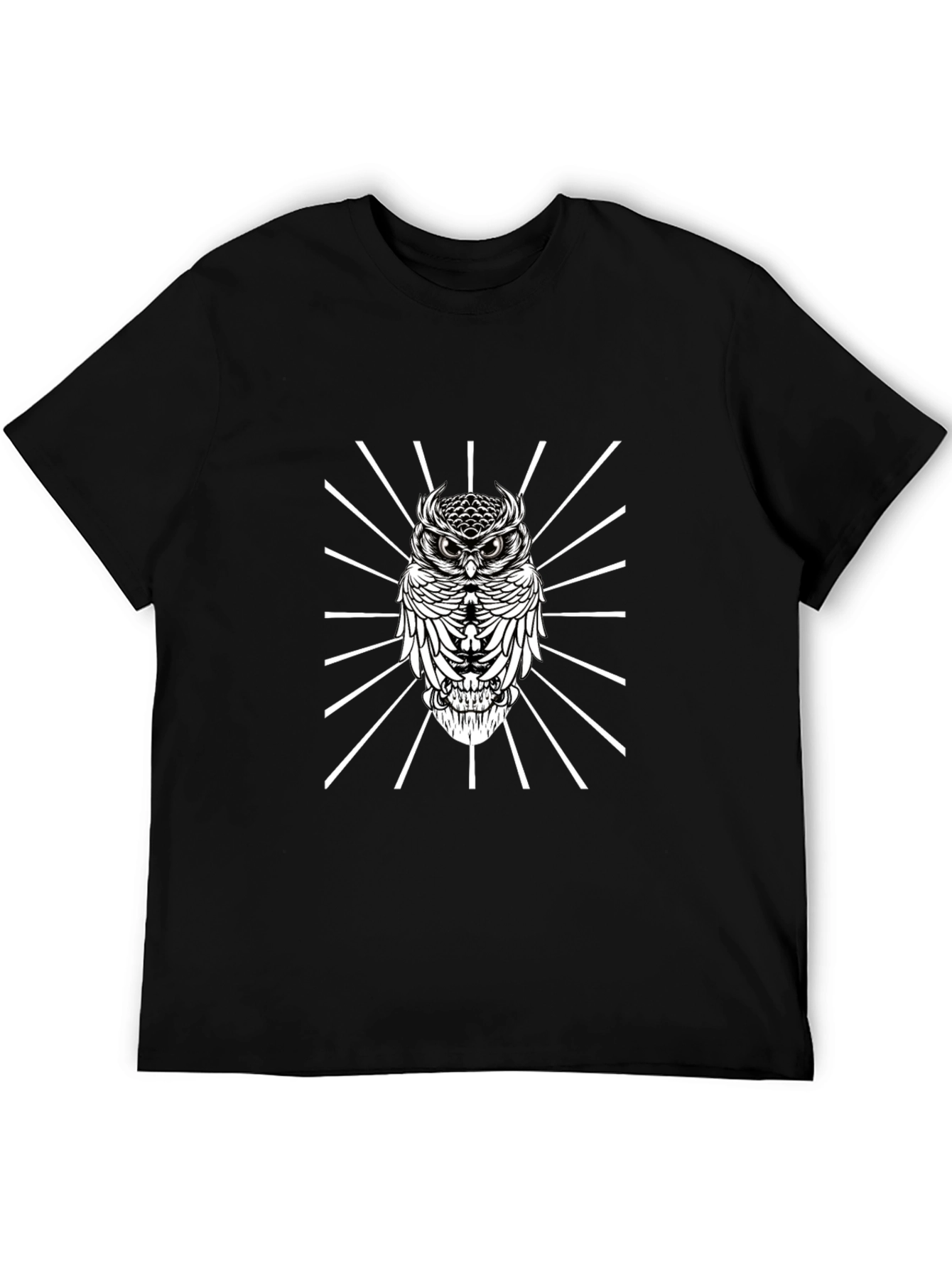 Owl Graphic Tee - Mens Black Crew Neck T-Shirt