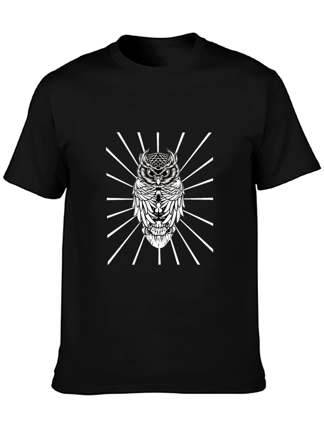 Owl Graphic Tee - Mens Black Crew Neck T-Shirt
